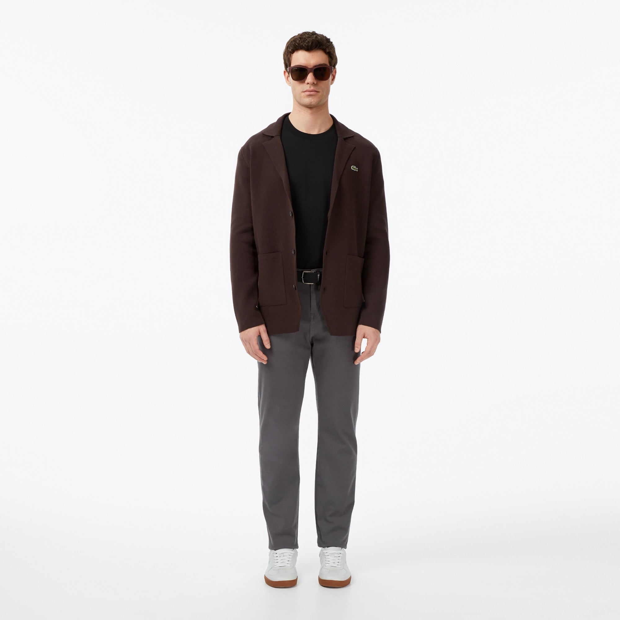 Erkek Classic Fit V Yaka Kahverengi Hırka