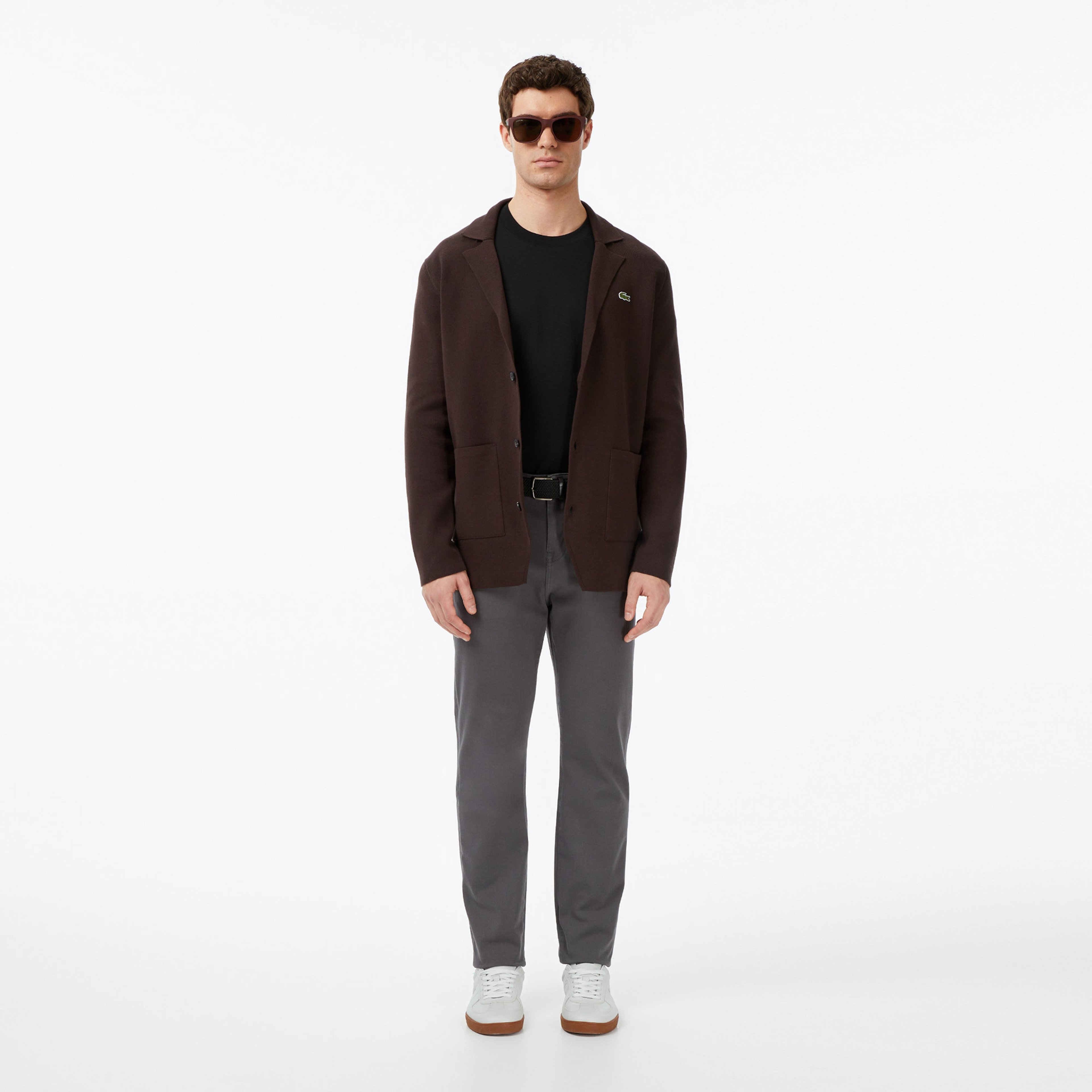 Erkek Classic Fit V Yaka Kahverengi Hırka