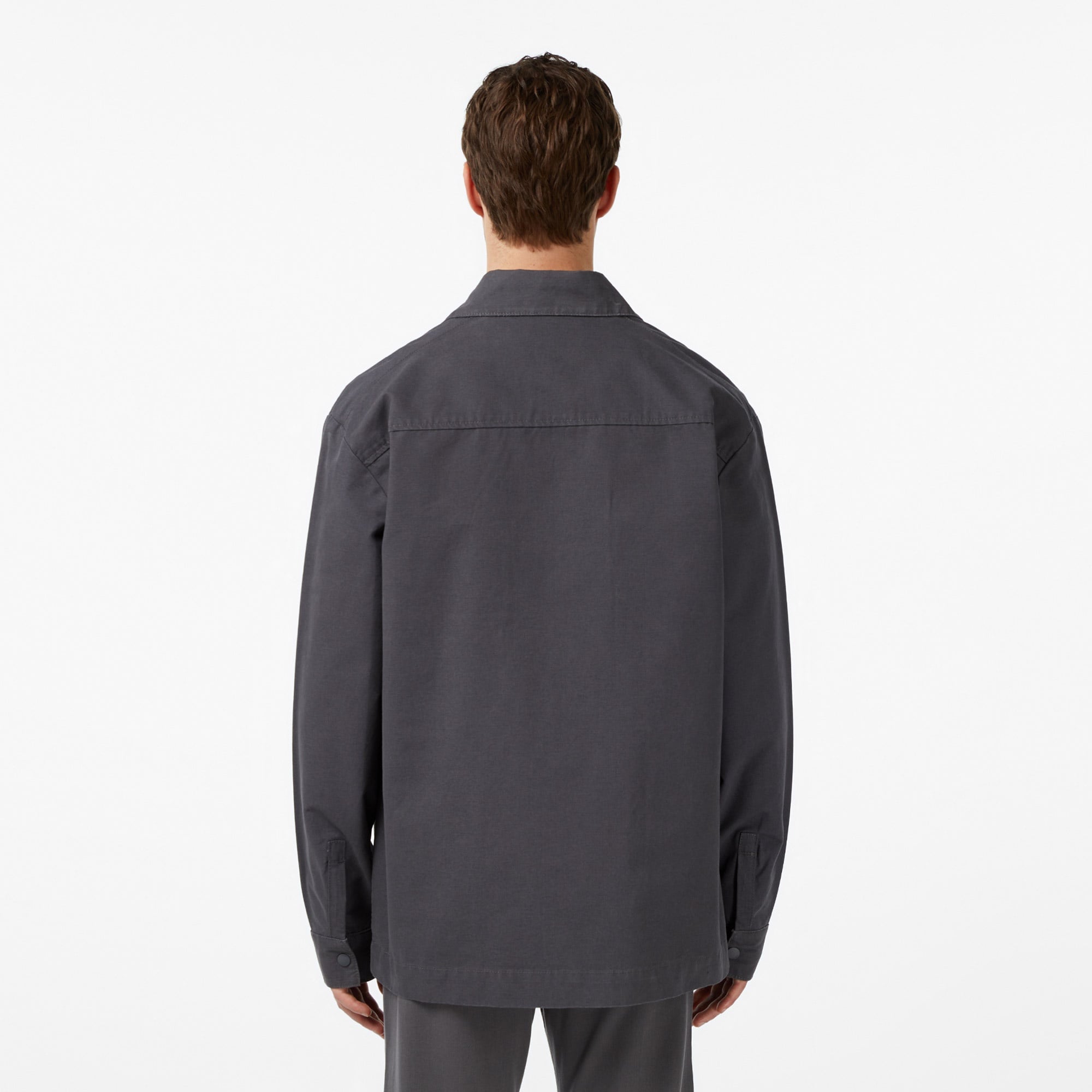 Erkek Relaxed Fit Fermuarlı Koyu Gri Dış Gömlek