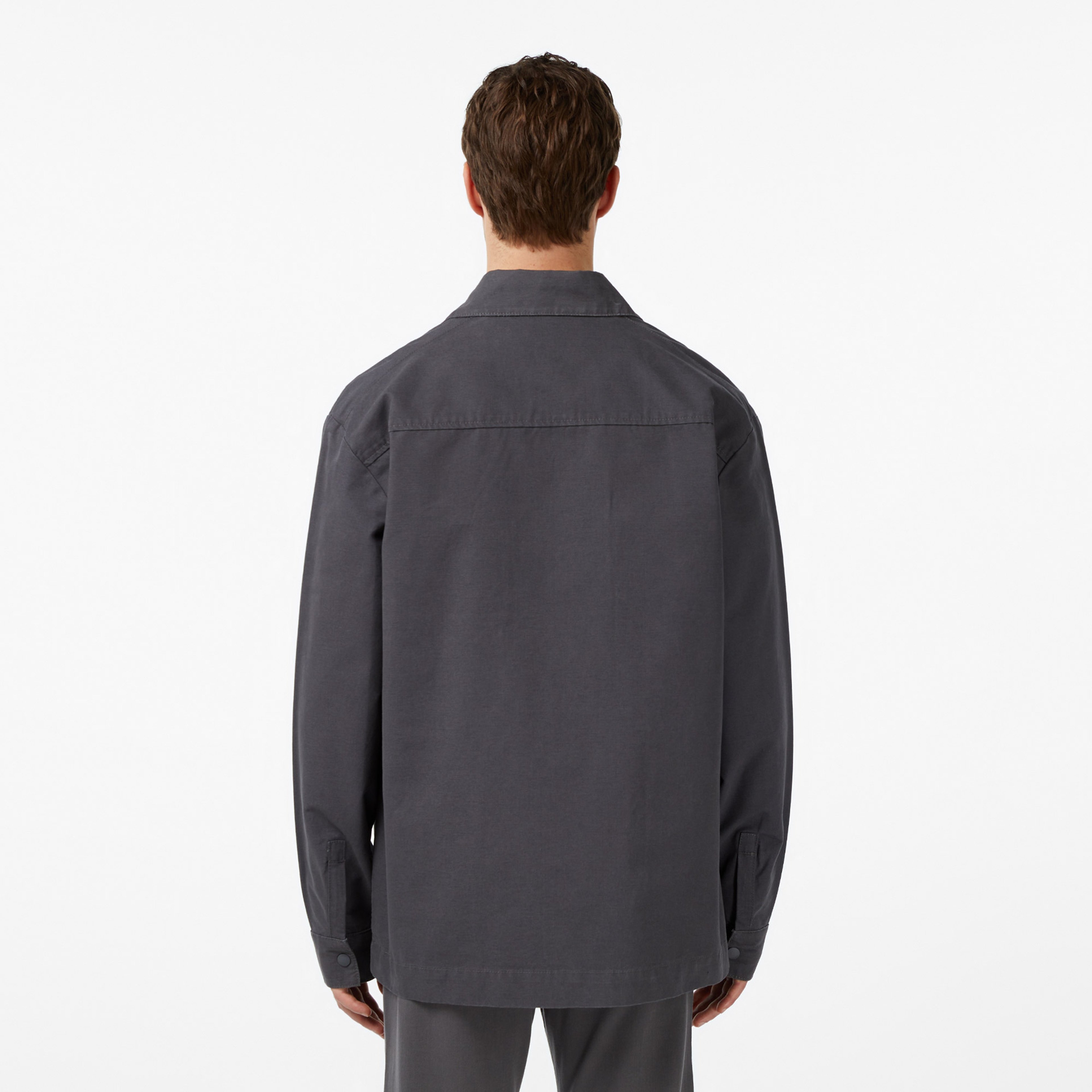 Erkek Relaxed Fit Fermuarlı Koyu Gri Dış Gömlek
