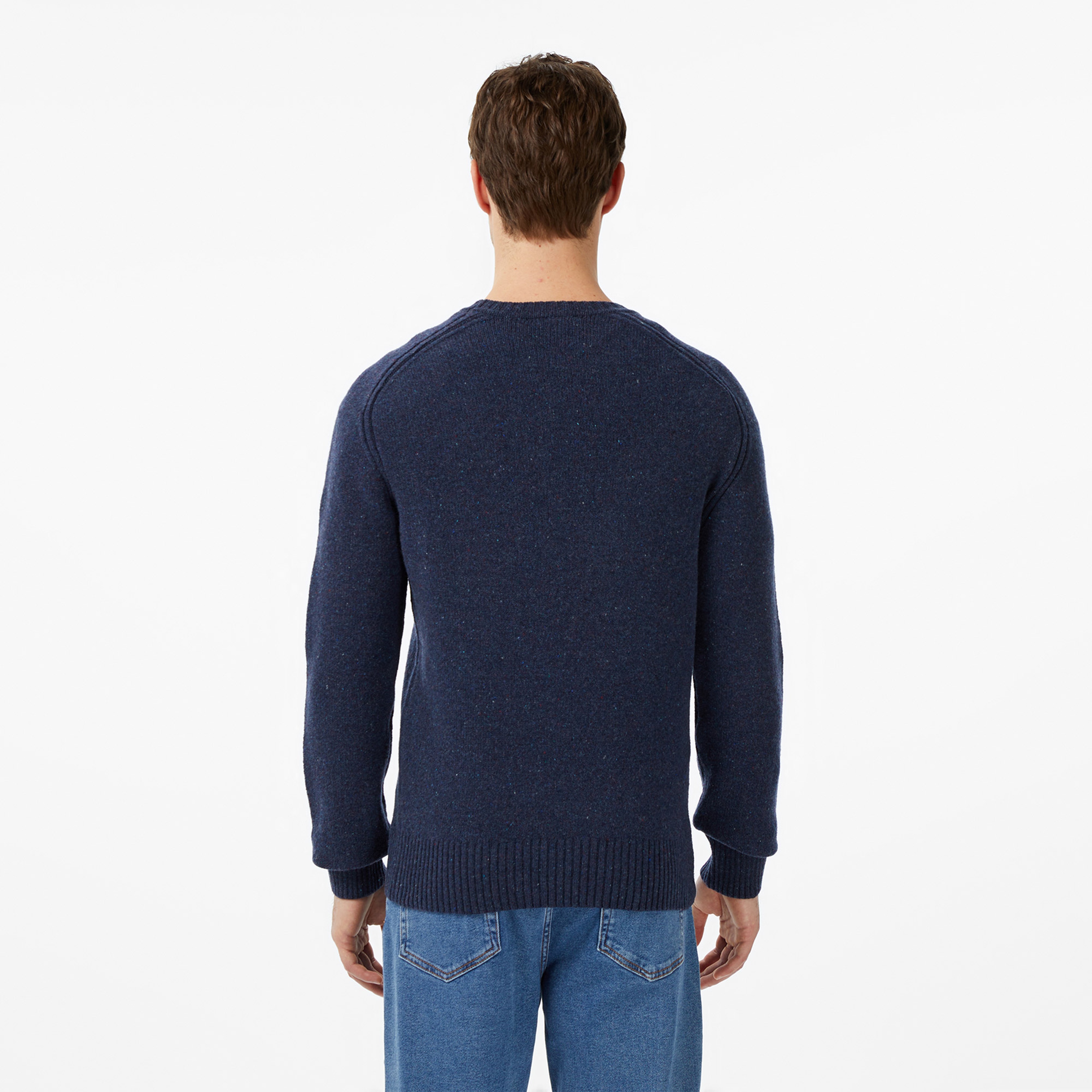 Erkek Classic Fit Bisiklet Yaka Yün Lacivert Kazak