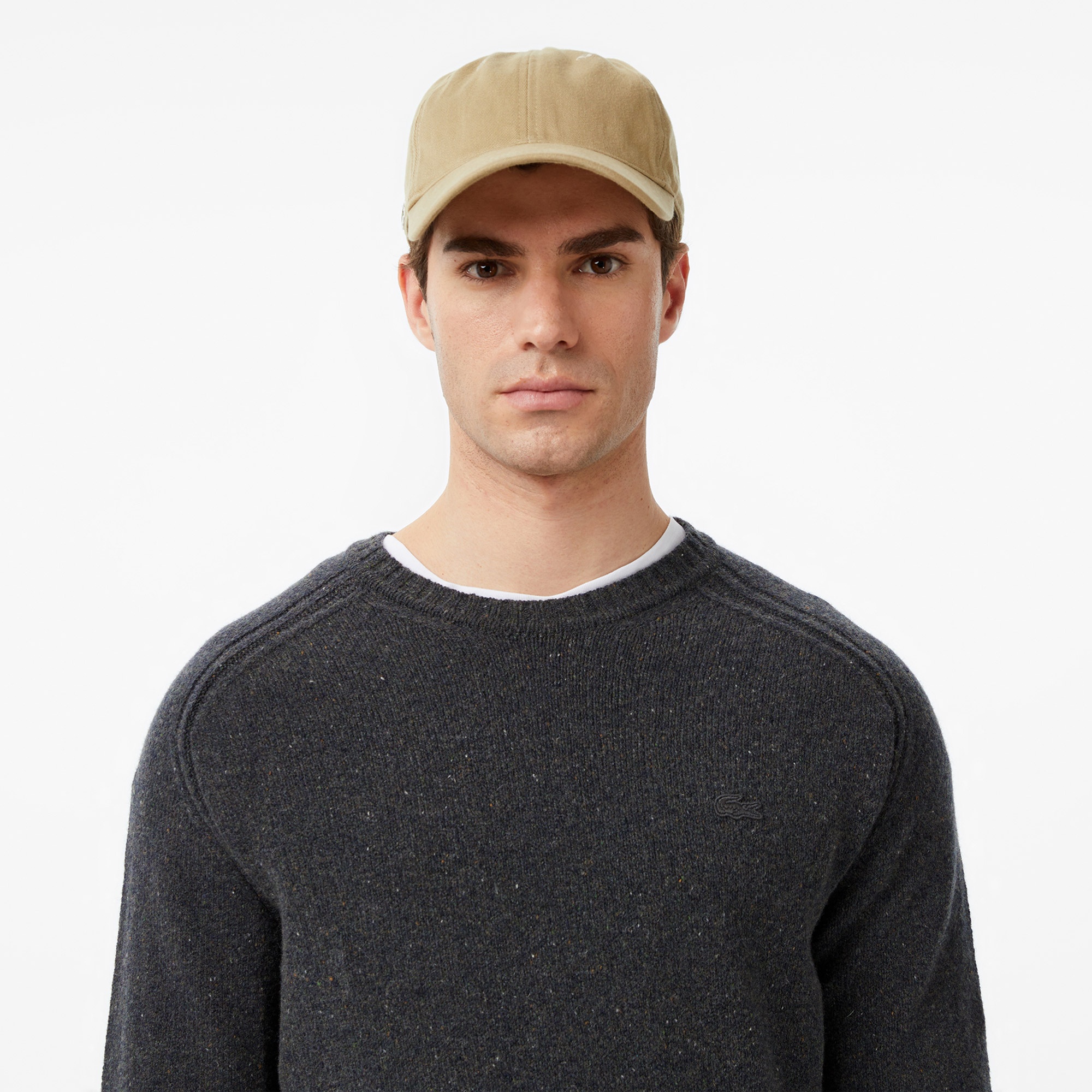 Erkek Classic Fit Bisiklet Yaka Yün Gri Kazak