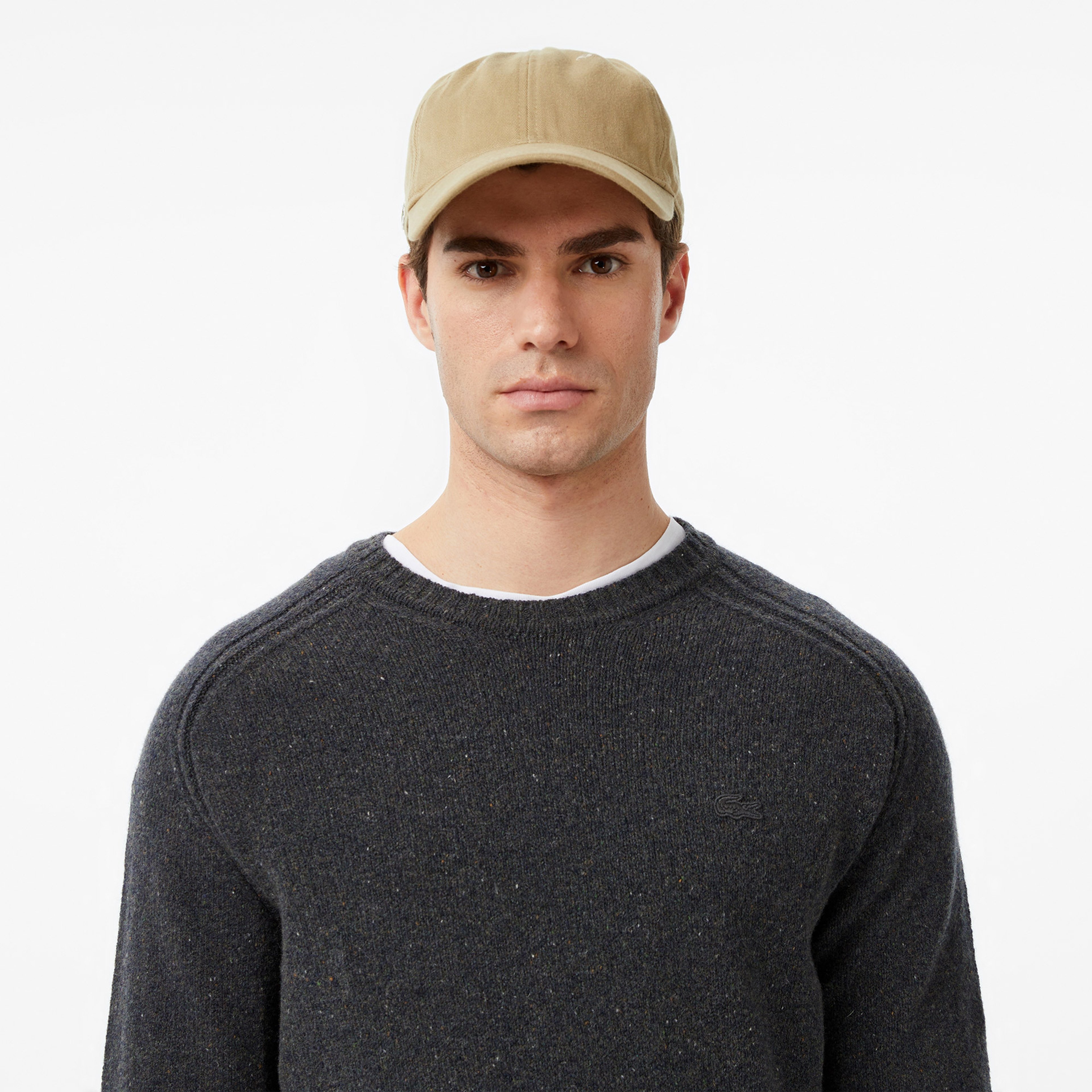 Erkek Classic Fit Bisiklet Yaka Yün Gri Kazak