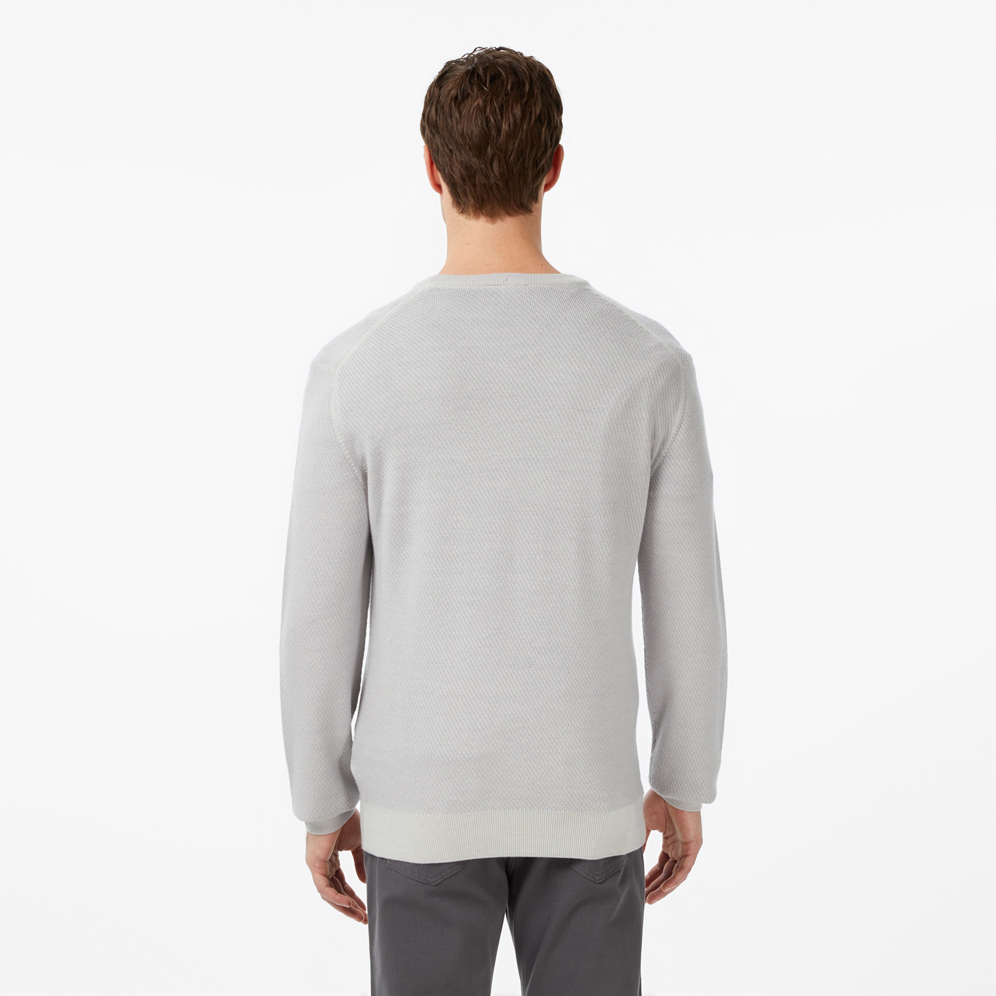 Erkek Classic Fit Bisiklet Yaka Yün Gri Kazak