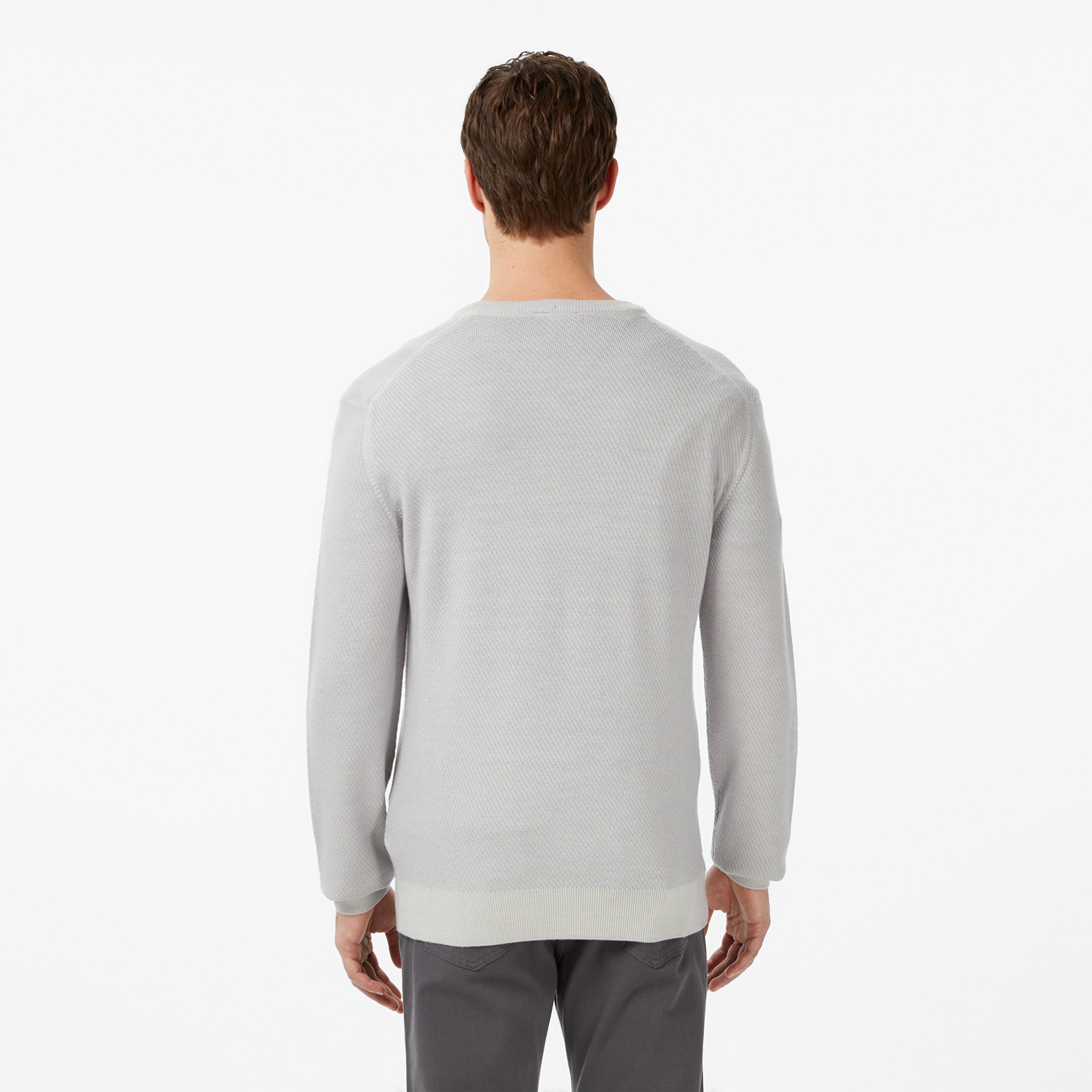 Erkek Classic Fit Bisiklet Yaka Yün Gri Kazak