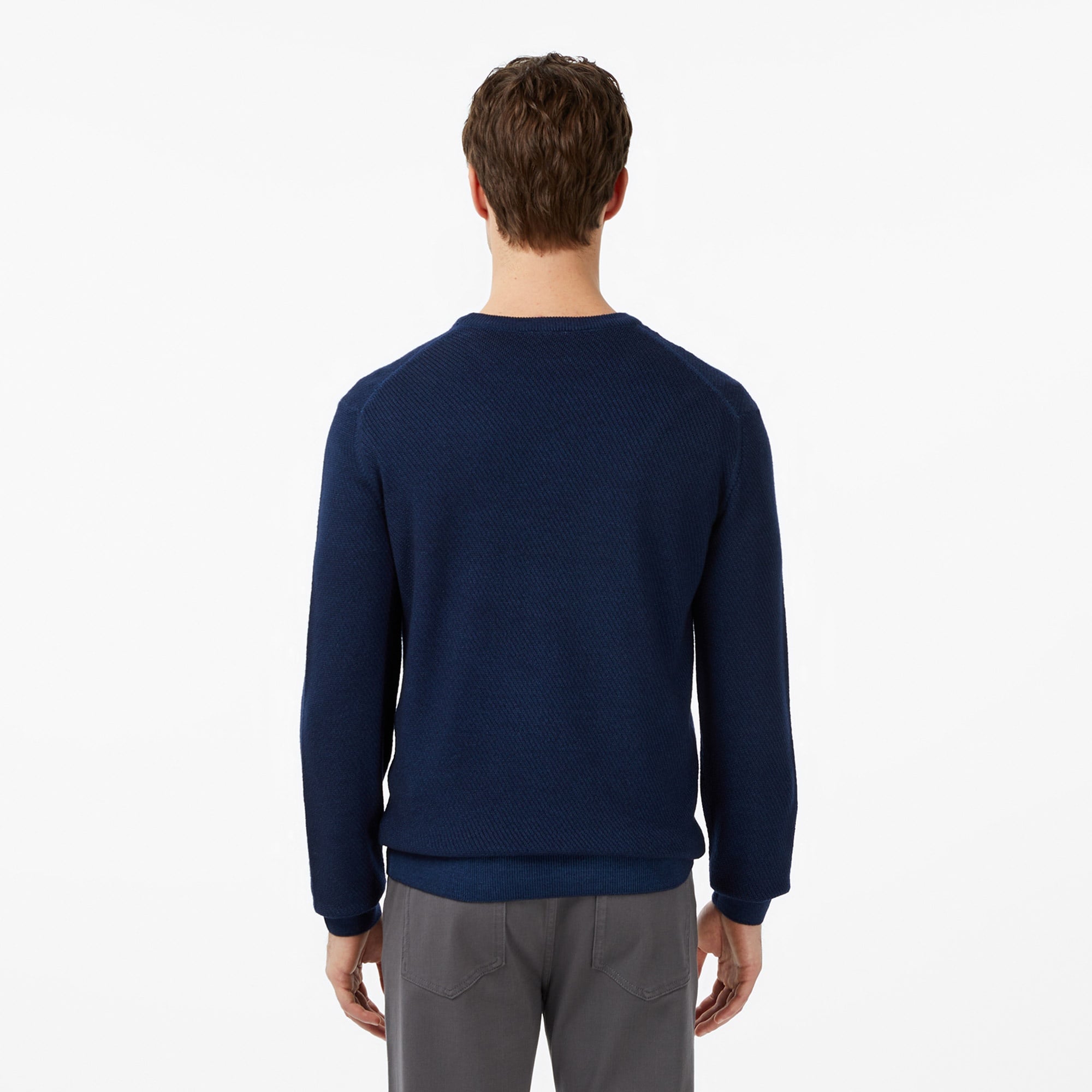 Erkek Classic Fit Bisiklet Yaka Yün Lacivert Kazak