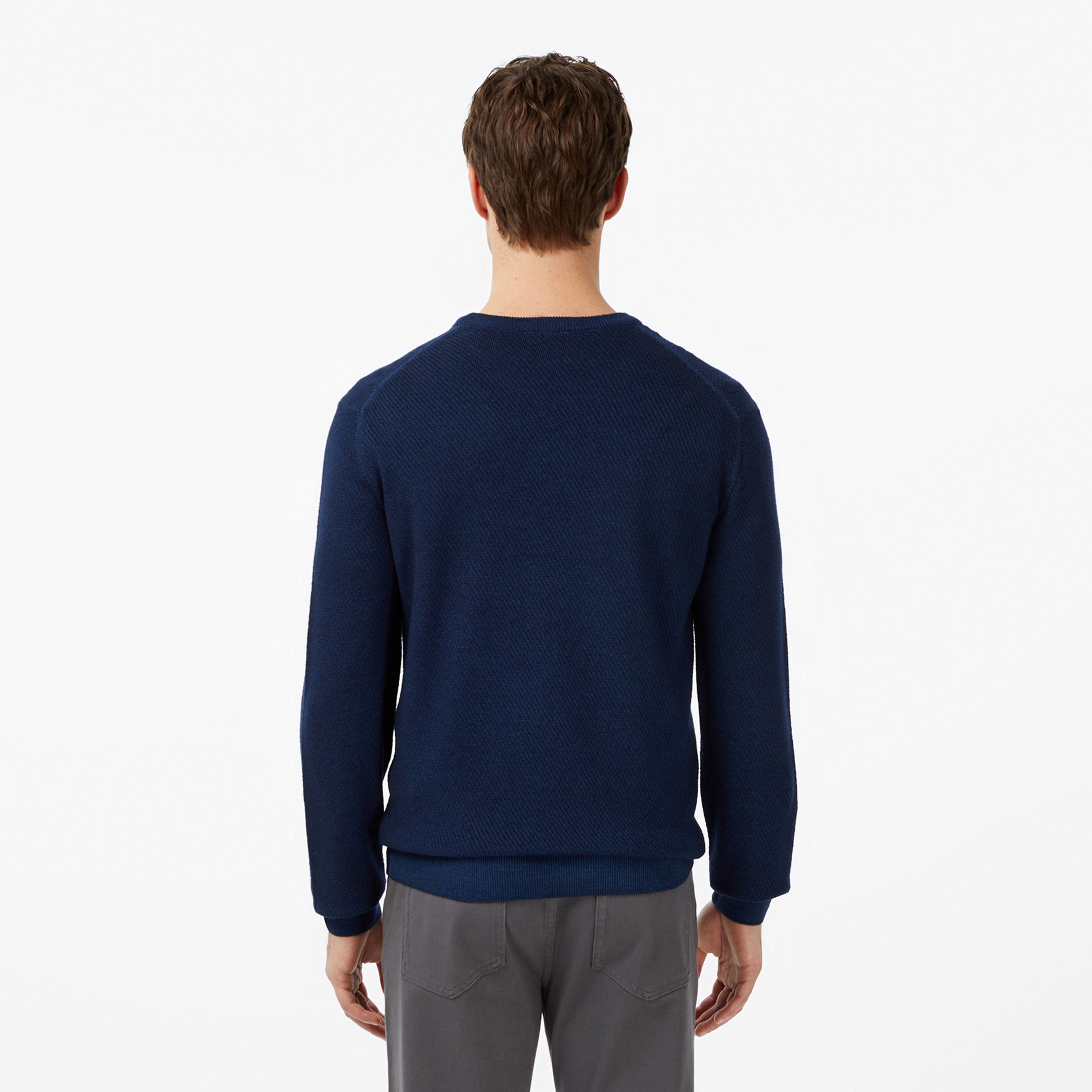 Erkek Classic Fit Bisiklet Yaka Yün Lacivert Kazak