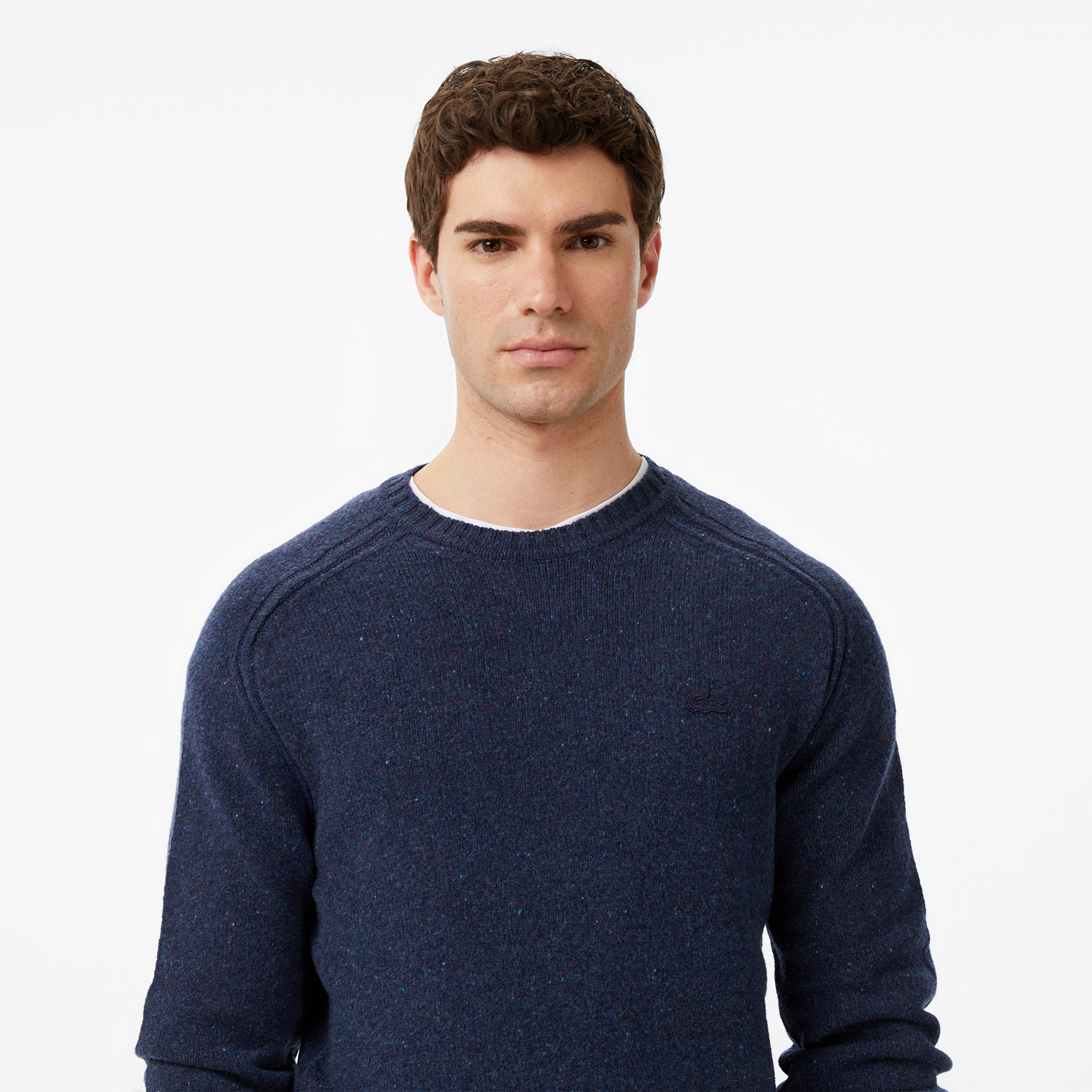 Erkek Classic Fit Bisiklet Yaka Yün Lacivert Kazak