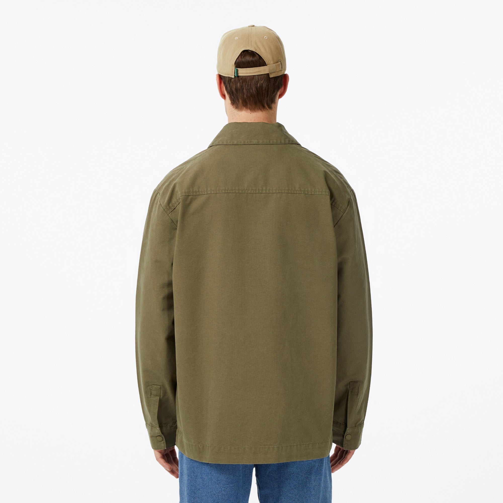 Erkek Relaxed Fit Fermuarlı Haki Ceket