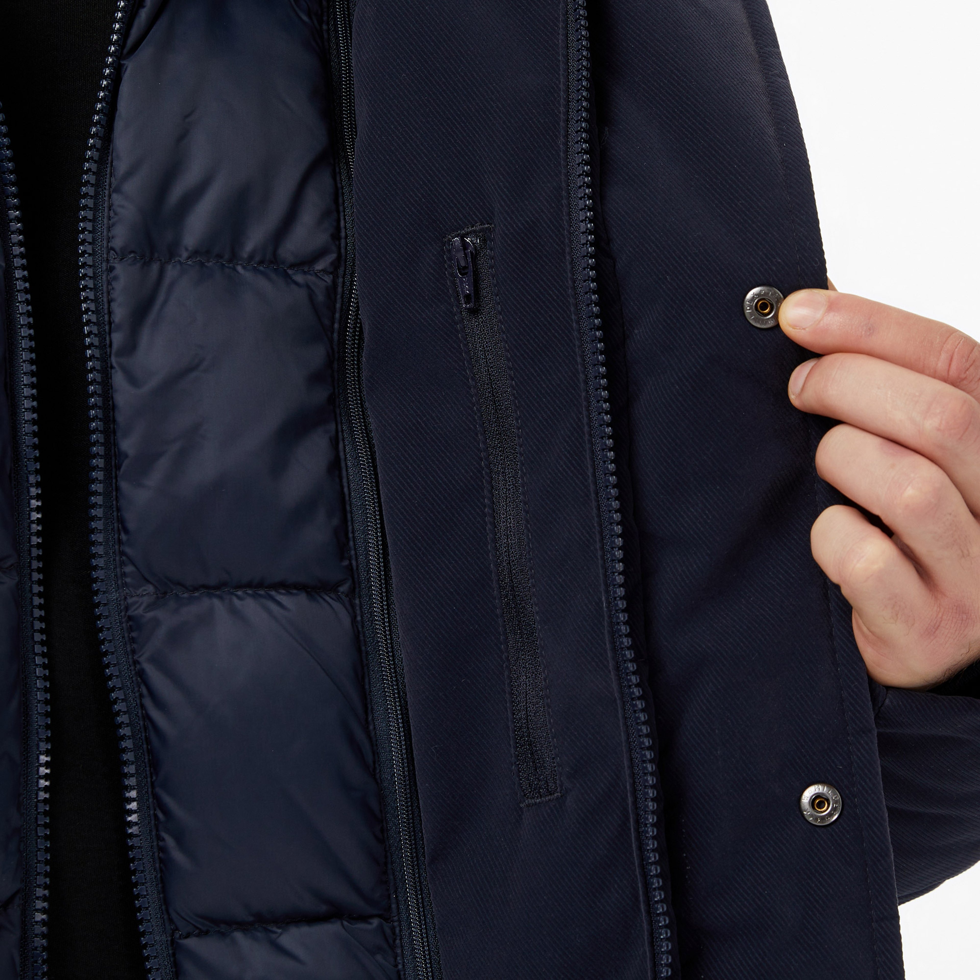 Erkek Kapüşonlu Lacivert Mont