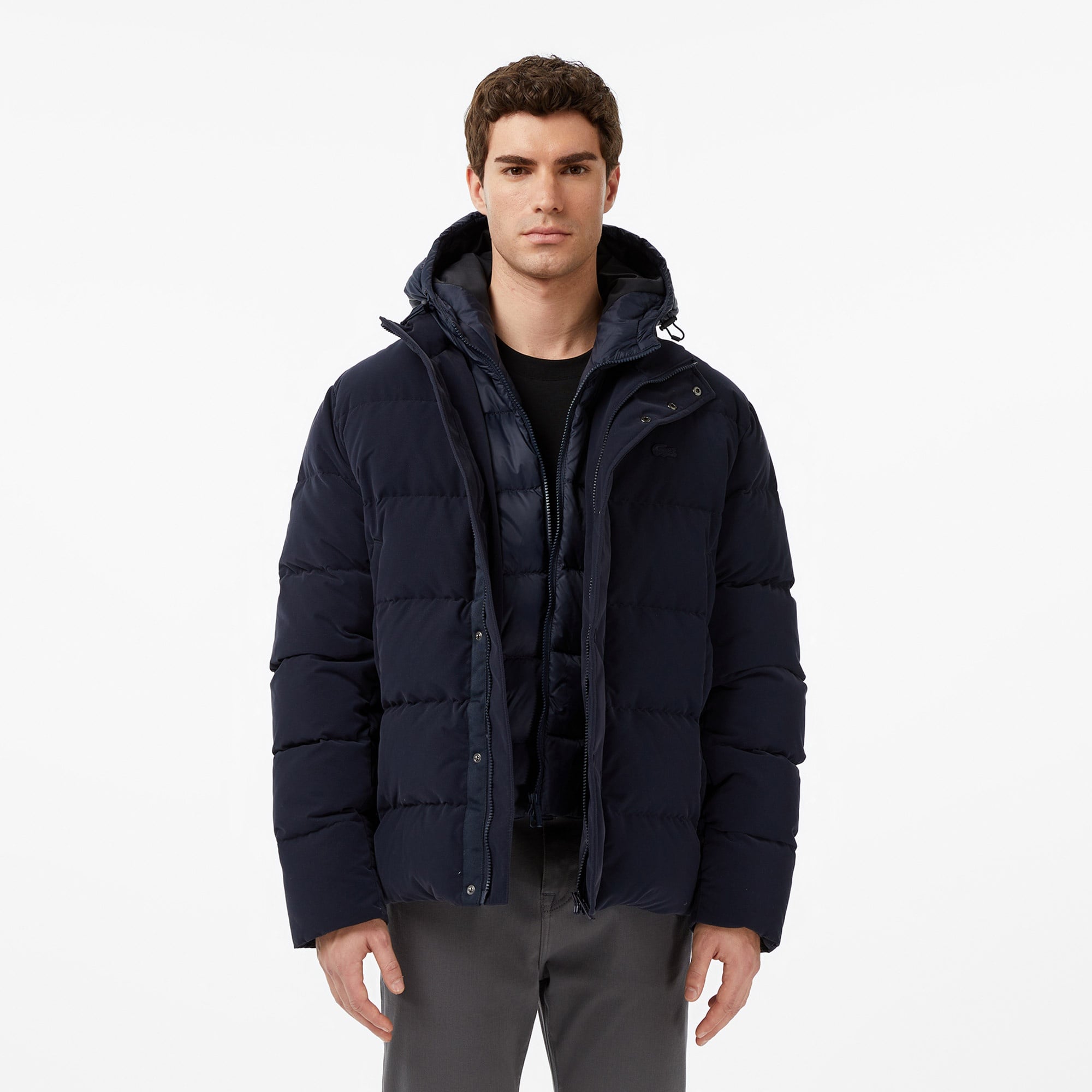 Erkek Kapüşonlu Lacivert Mont