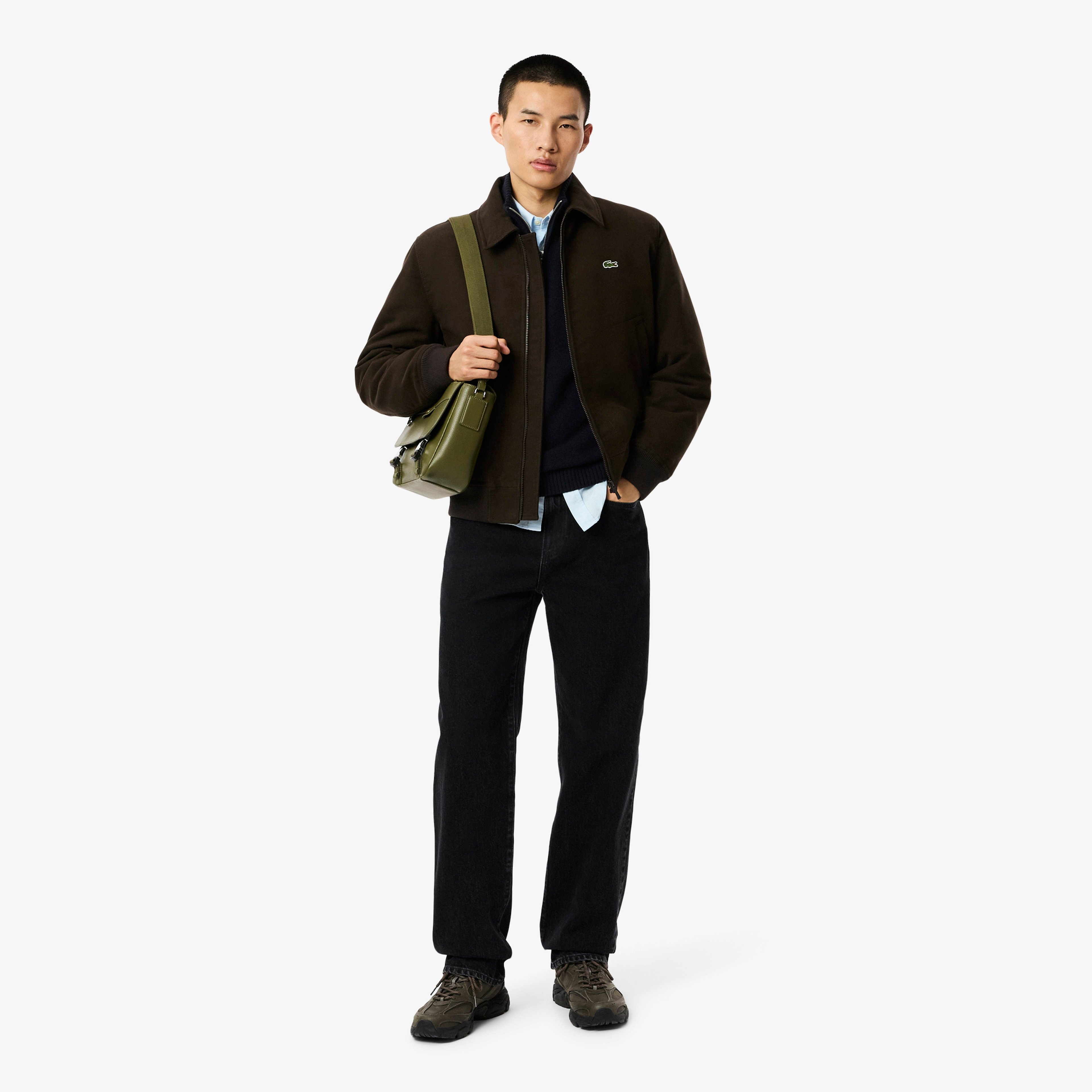 Erkek Classic Fit Yarım Fermuarlı Yün Lacivert Kazak