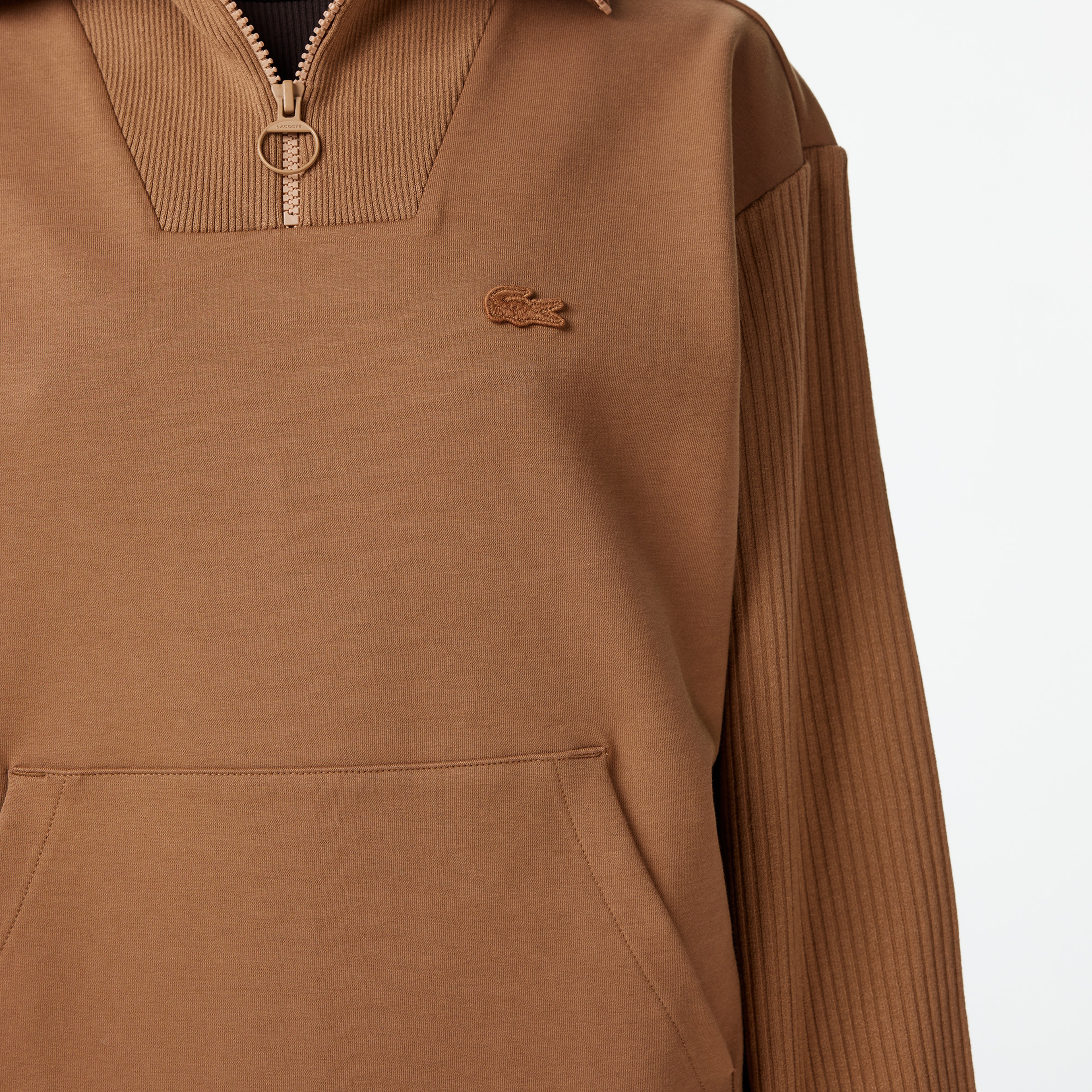 Kadın Relaxed Fit Yarım Fermuarlı Kahverengi Sweatshirt