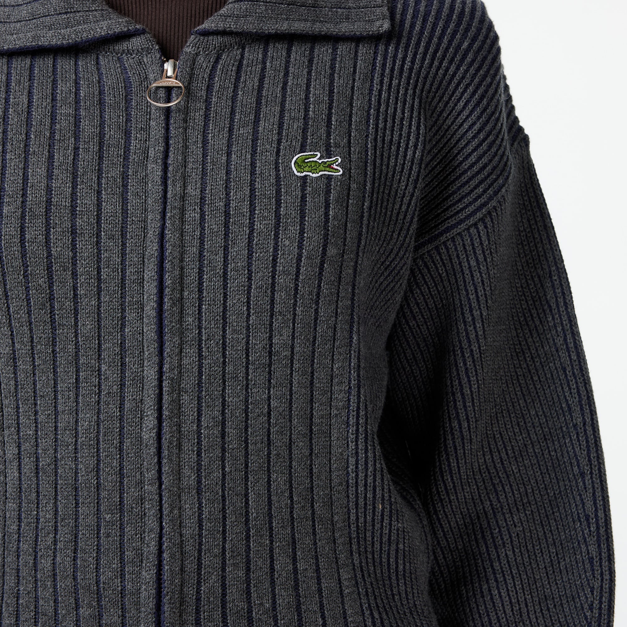 Kadın Relaxed Fit Fermuarlı Gri Hırka