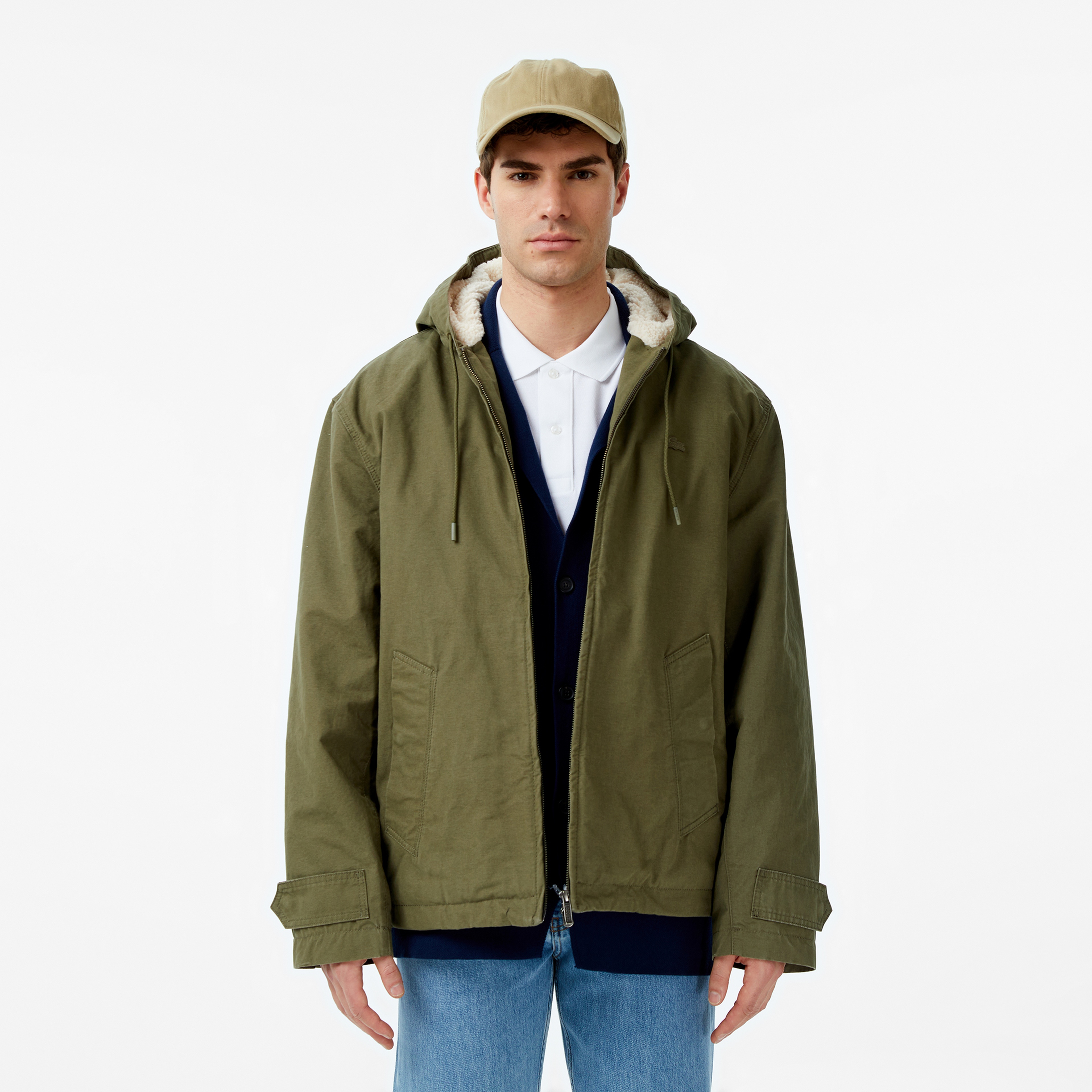 Erkek Kapüşonlu Haki Mont