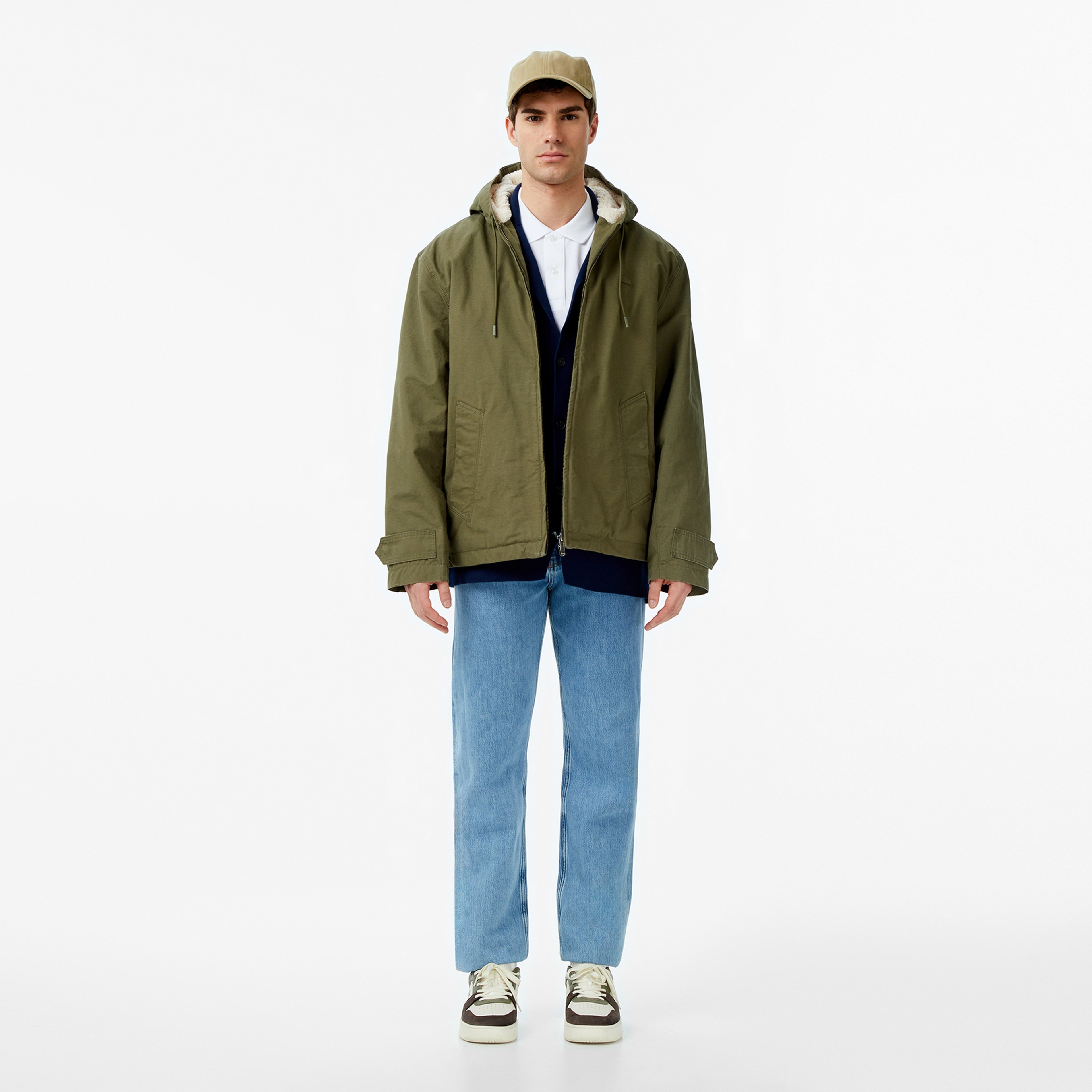 Erkek Kapüşonlu Haki Mont