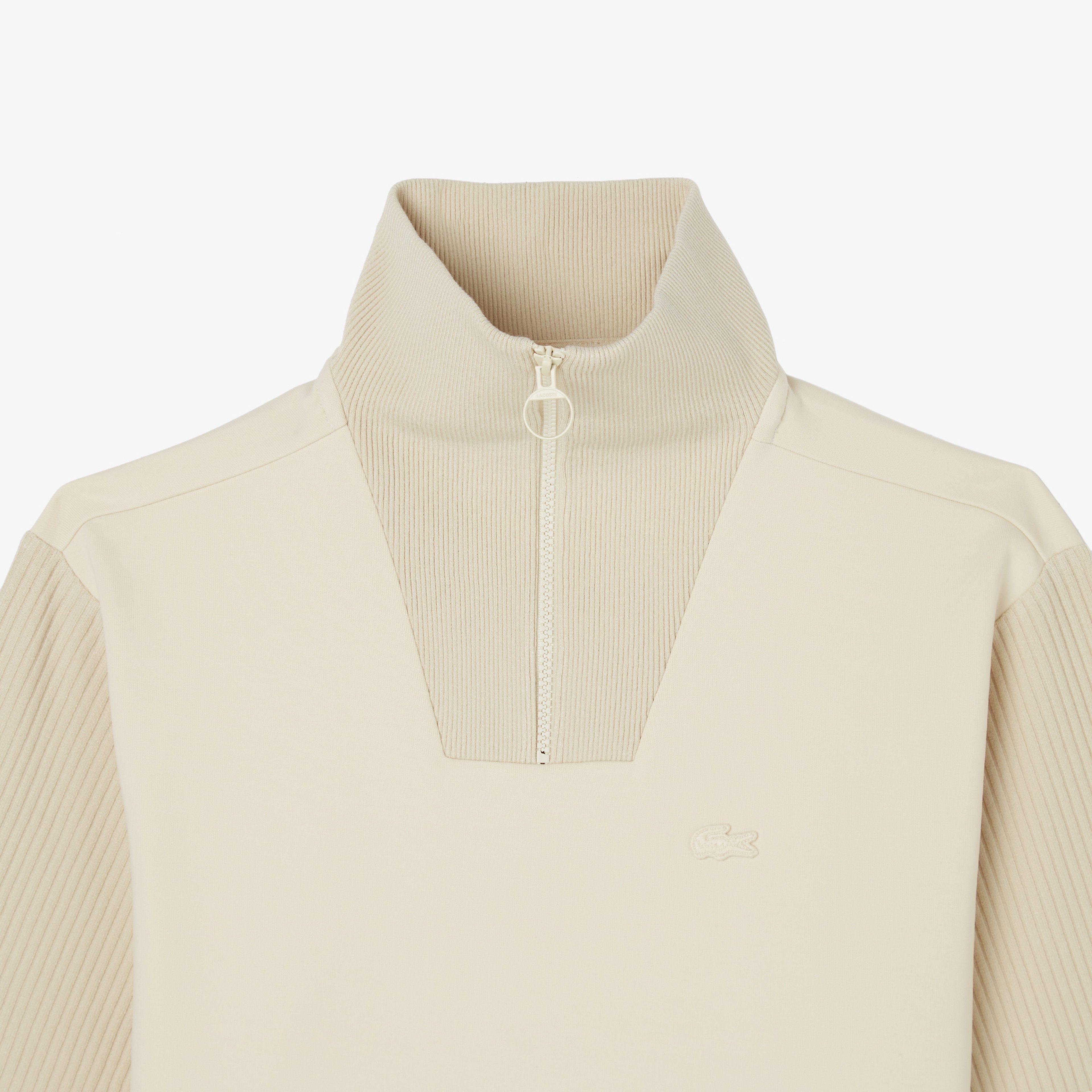 Kadın Relaxed Fit Yarım Fermuarlı Krem Sweatshirt