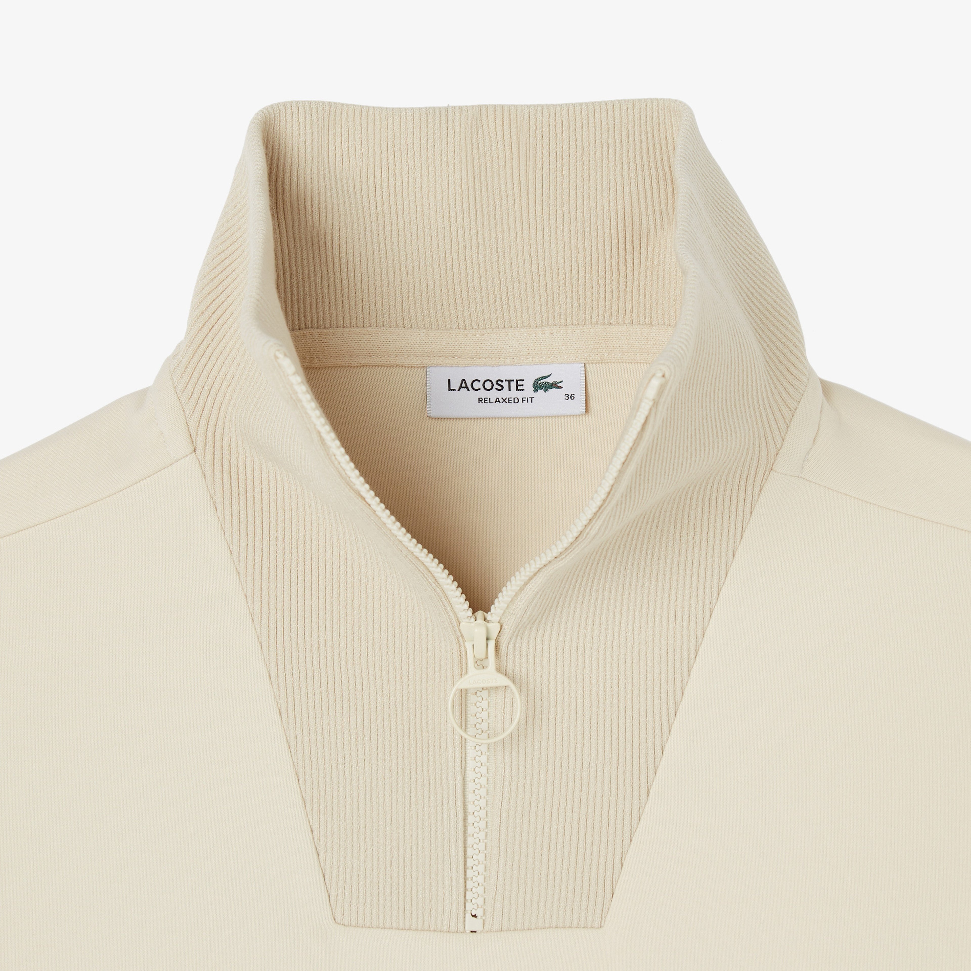 Kadın Relaxed Fit Yarım Fermuarlı Krem Sweatshirt