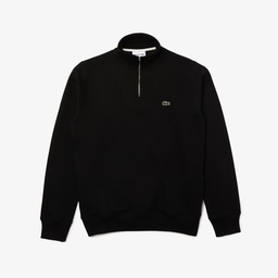 Erkek Classic Fit Yarım Fermuarlı Siyah Sweatshirt Siyah