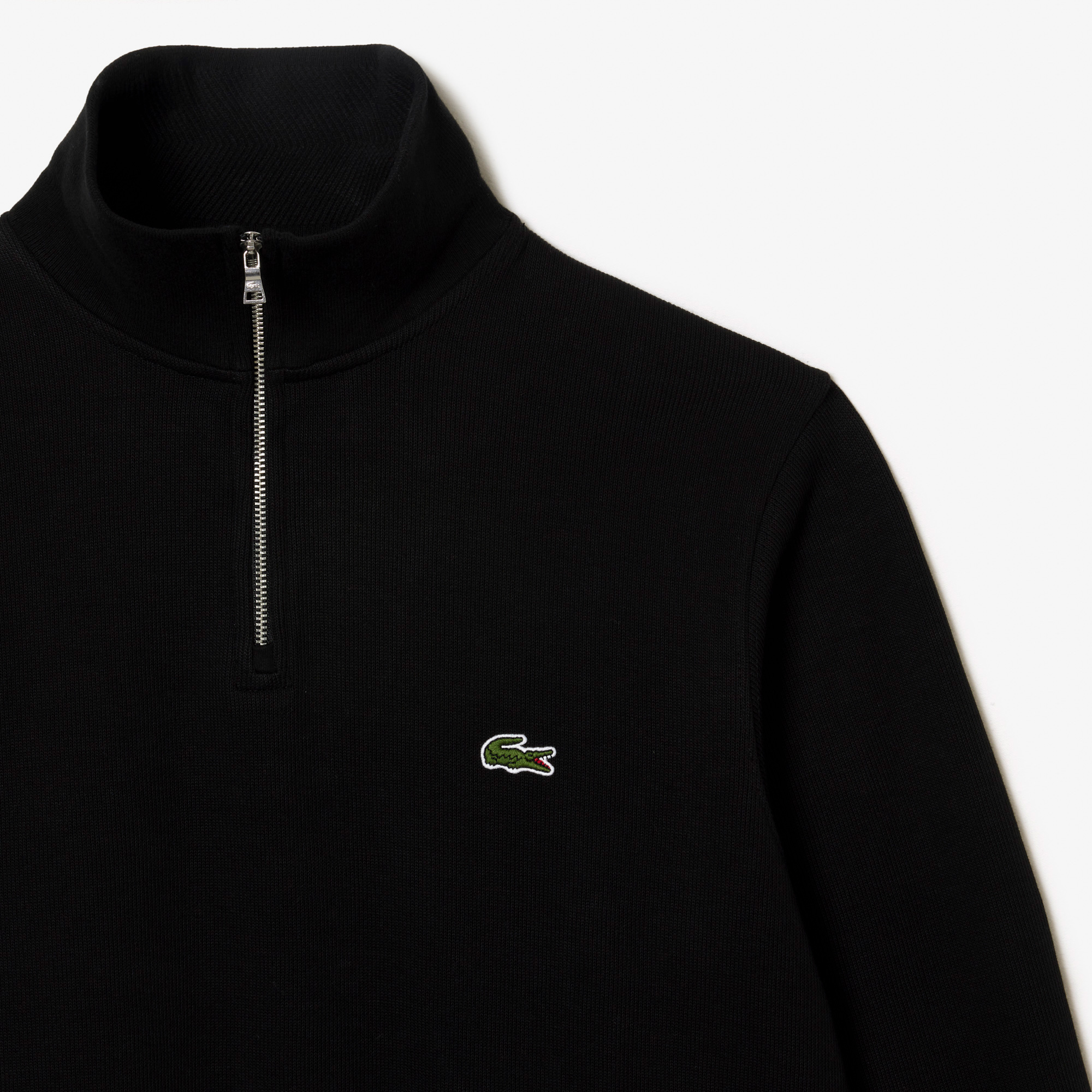 Lacoste Erkek Classic Fit Yarım Fermuarlı Siyah Sweatshirt görsel 5