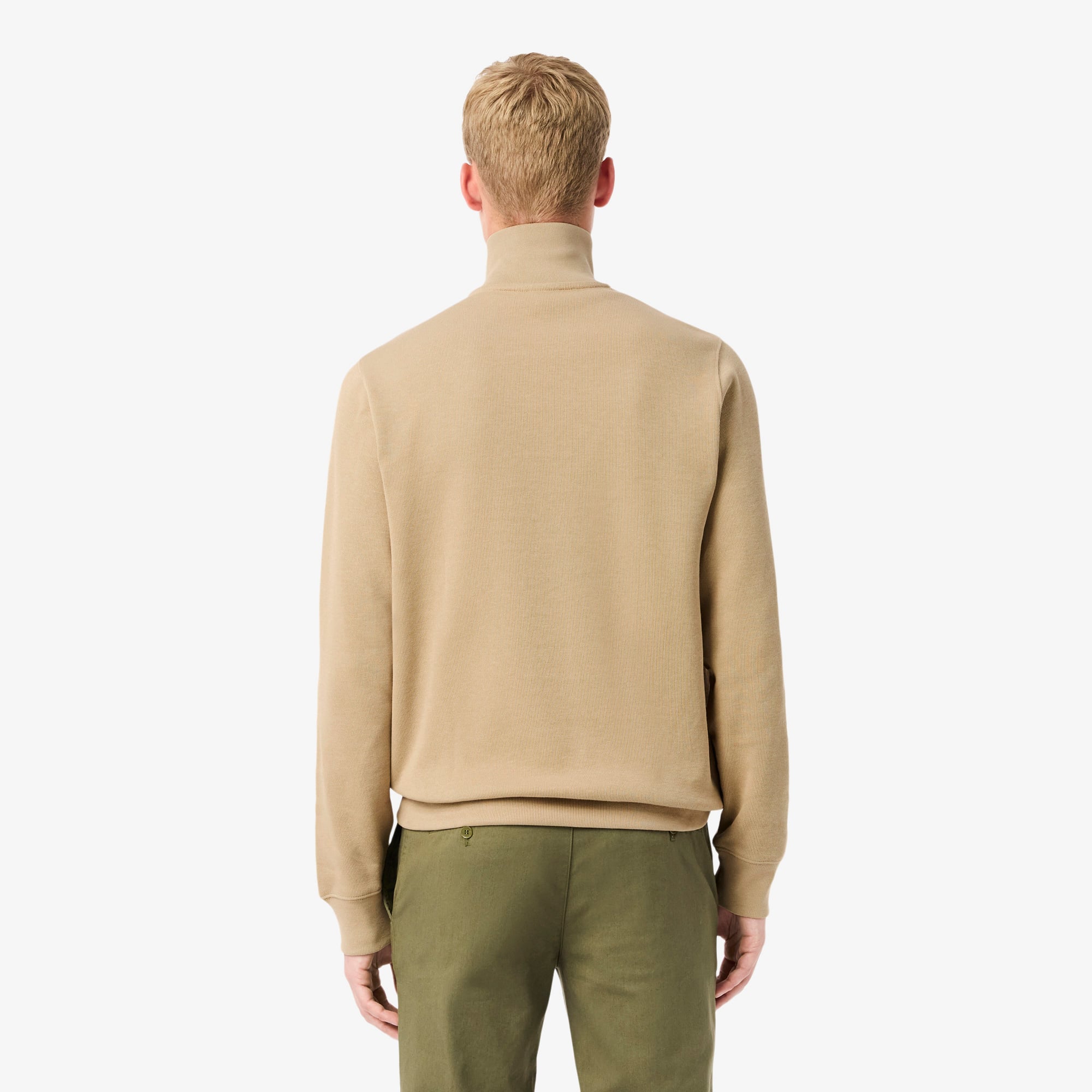 Lacoste Erkek Classic Fit Yarım Fermuarlı Bej Sweatshirt görsel 3