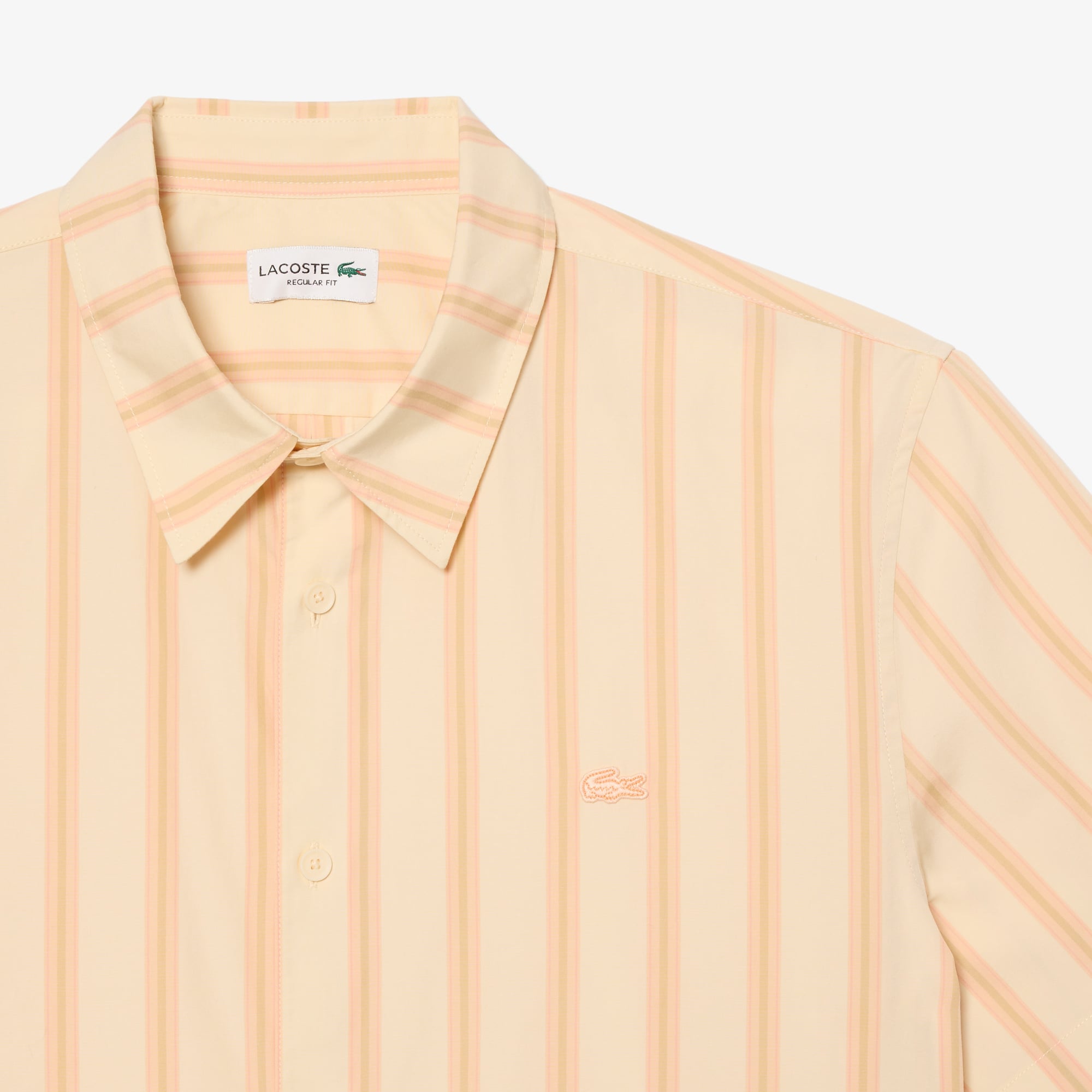 Lacoste Erkek Regular Fit Kısa Kollu Çizgili Turuncu Gömlek görsel 6