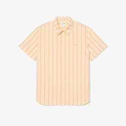 Regular Fit Striped Poplin Shirt Bej