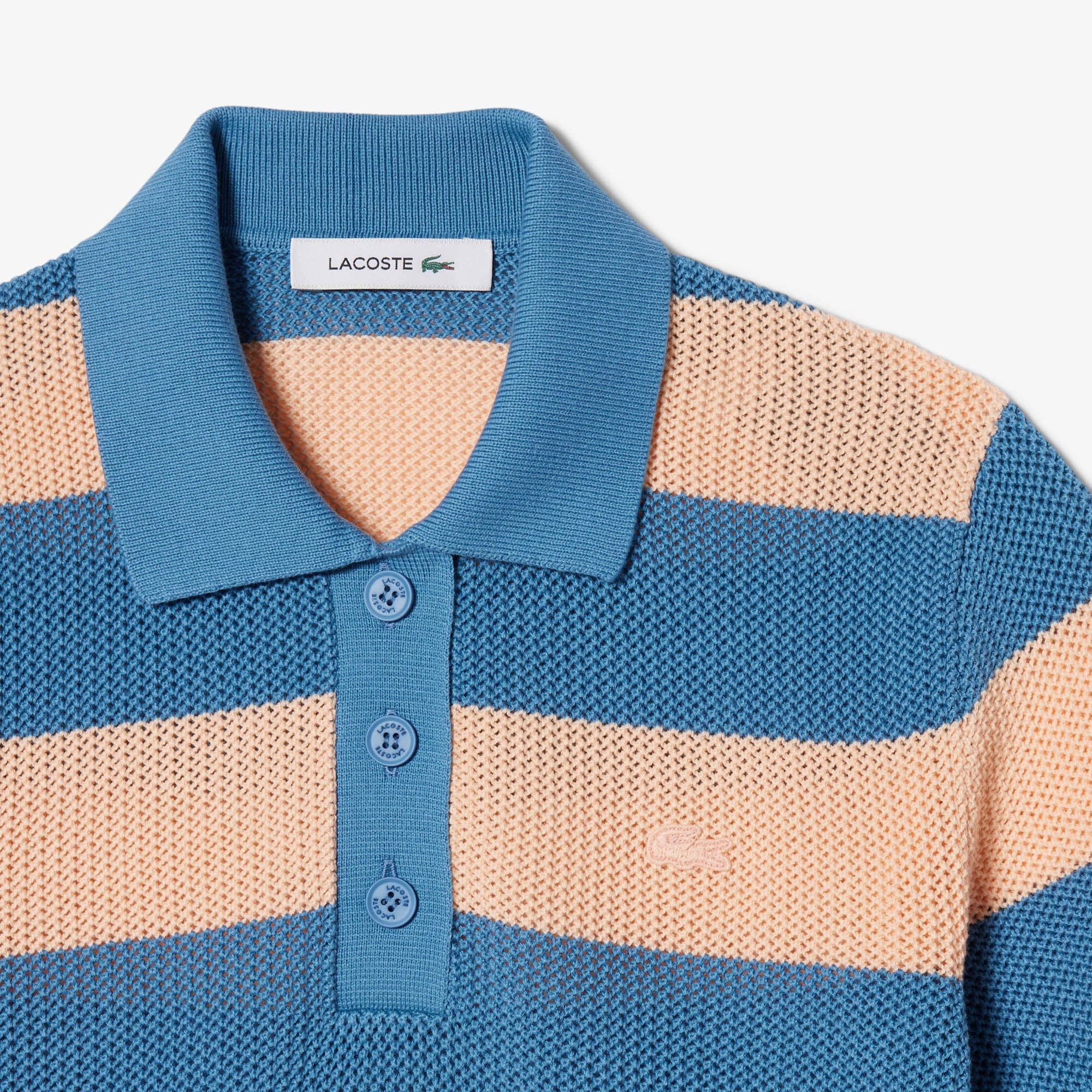 Kadın Regular Fit Kısa Kollu Polo Yaka Çizgili Mavi Triko