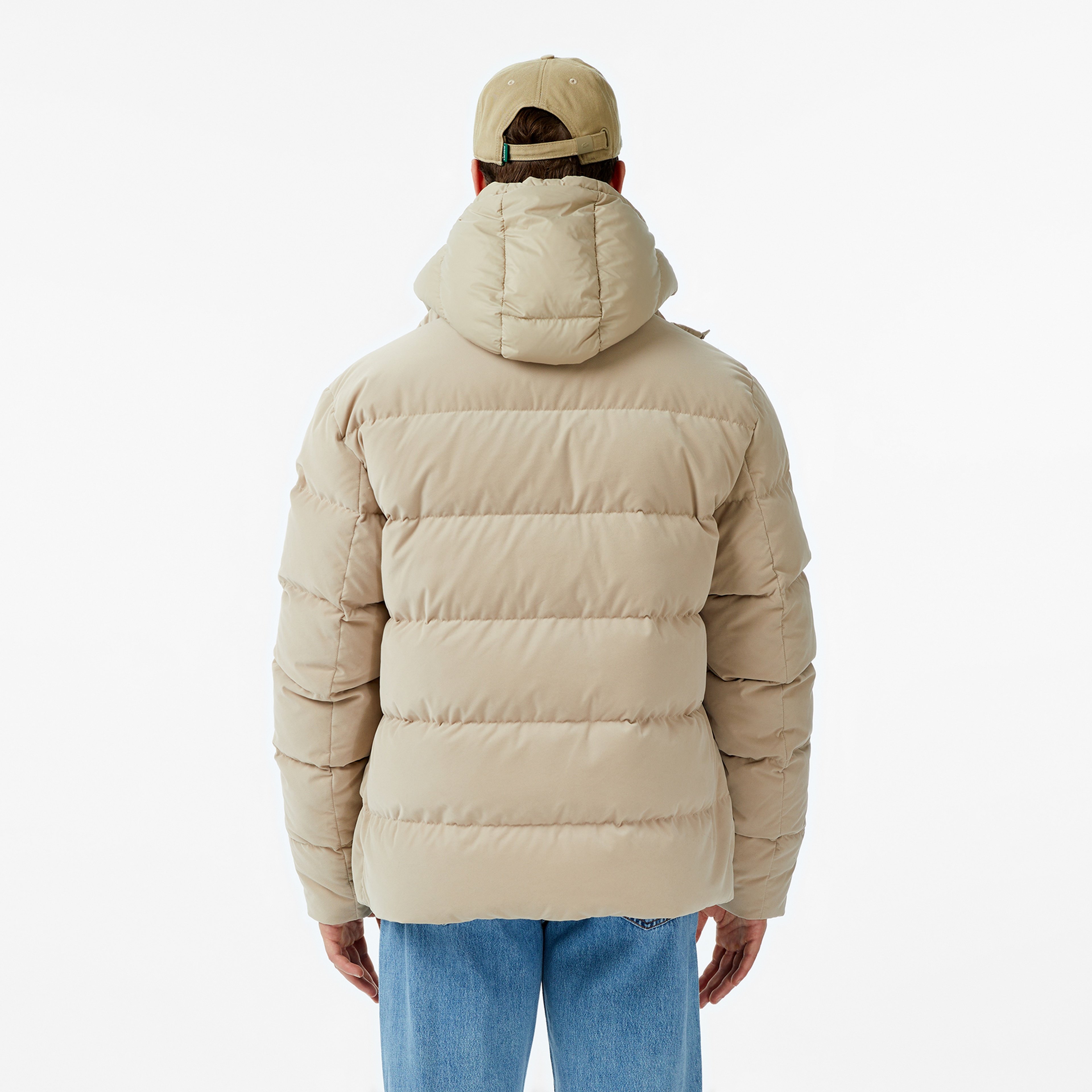 Erkek Kapüşonlu Bej Mont