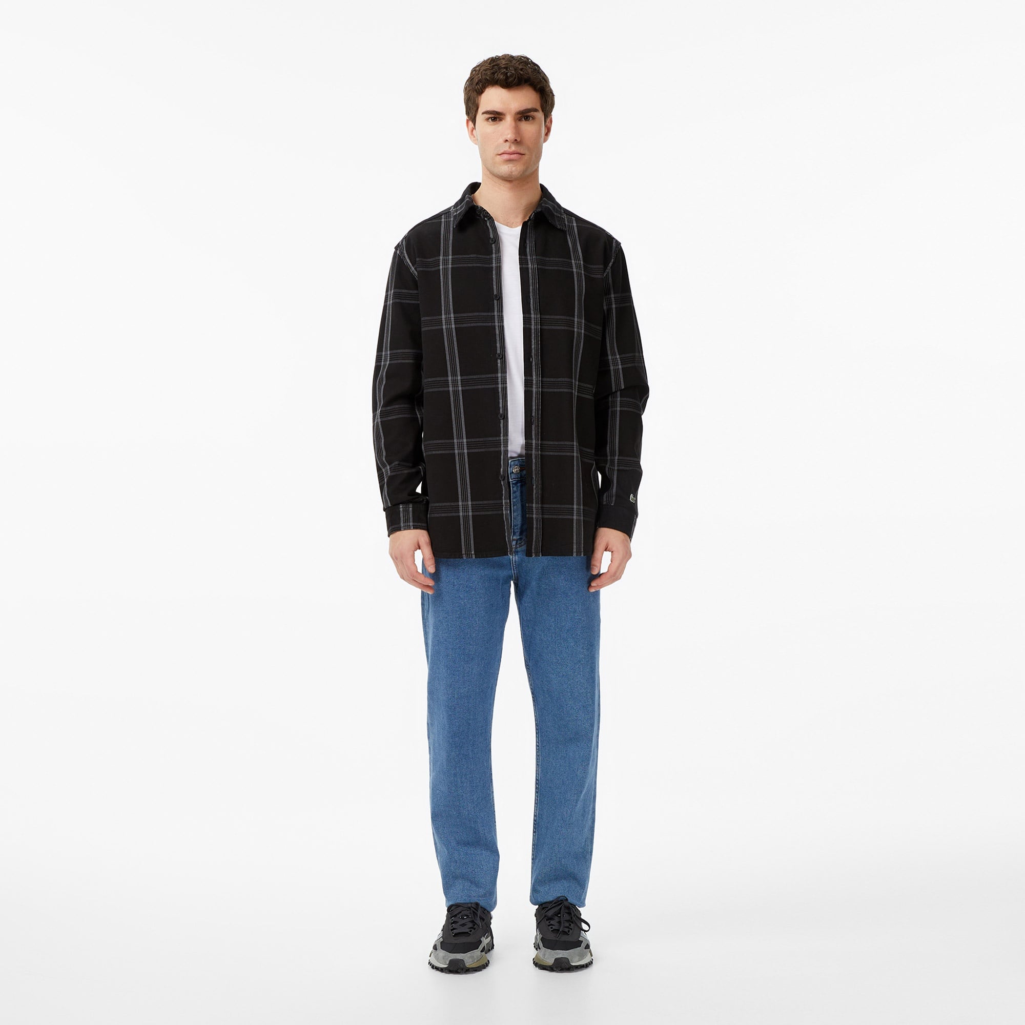 Erkek Regular Fit Kareli Siyah Gömlek