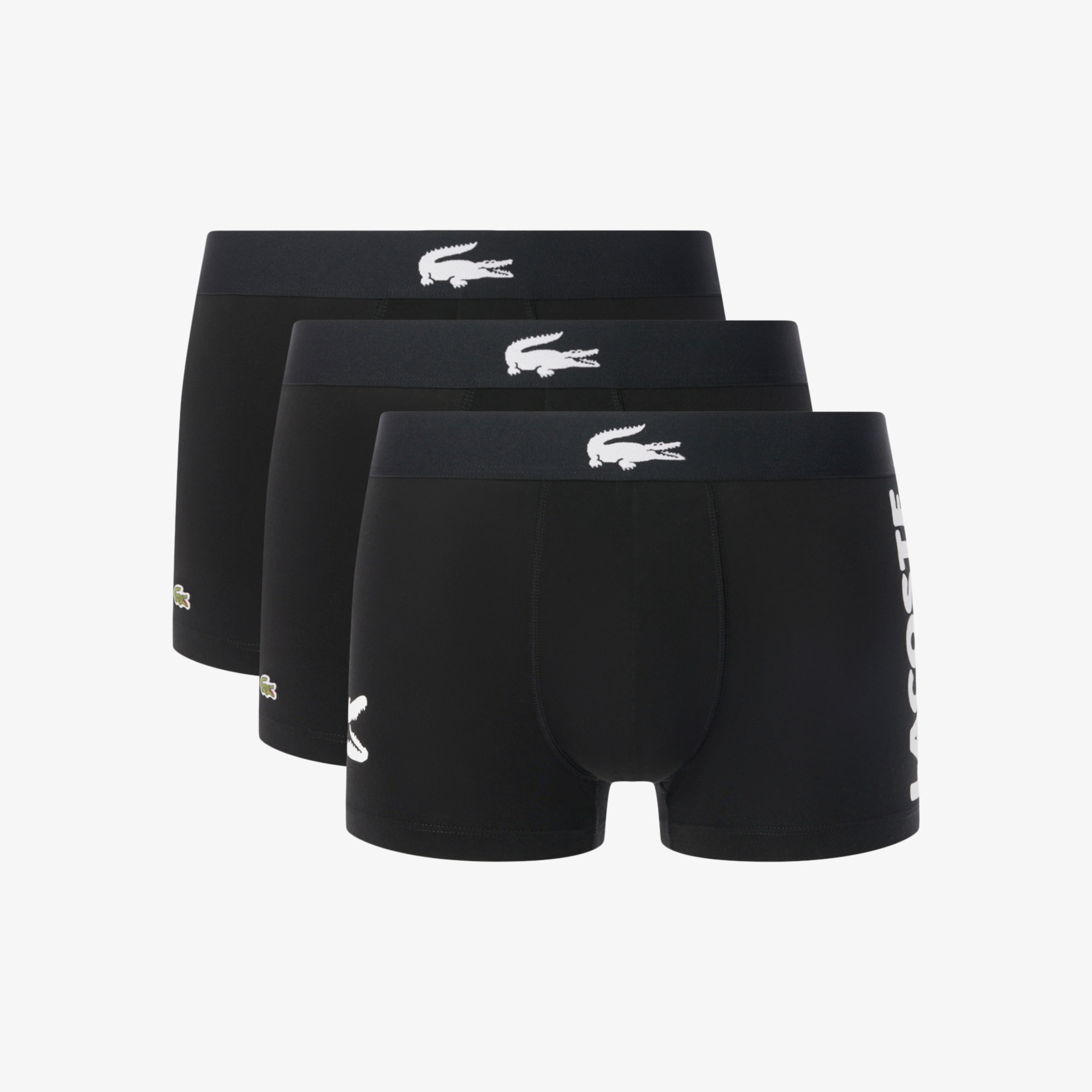 Lacoste Erkek Baskılı 3'lü Siyah Boxer görsel 4