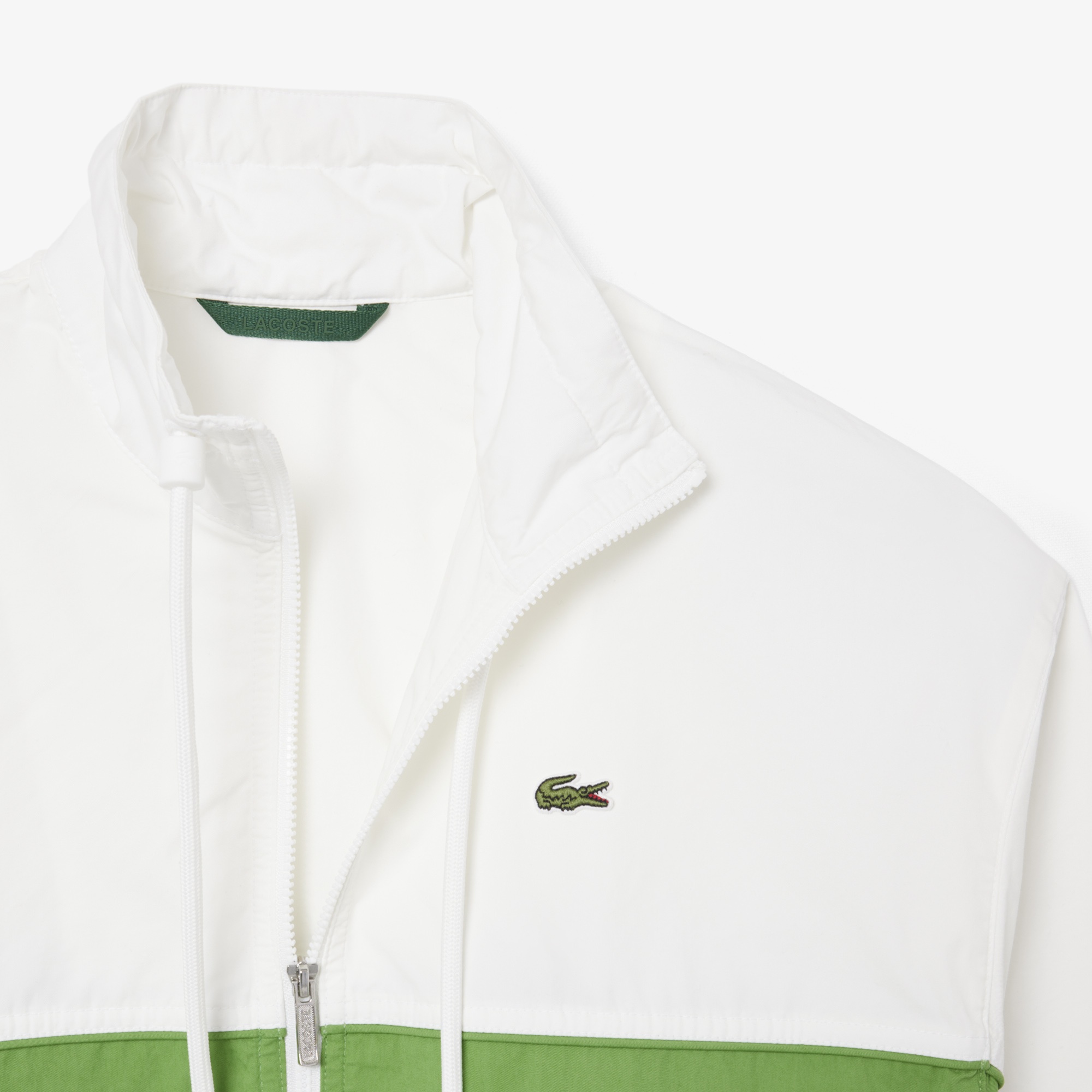 Kadın Relaxed Fit Dik Yaka Renk Bloklu Beyaz Ceket