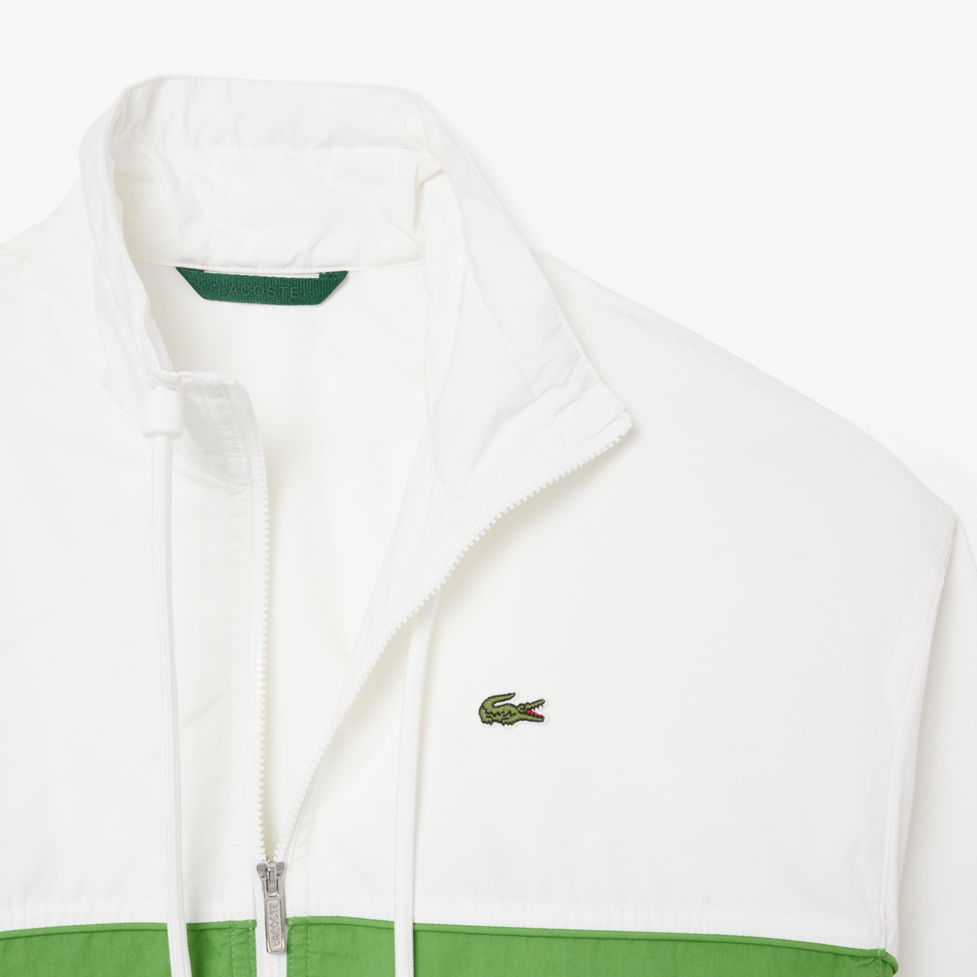 Kadın Relaxed Fit Dik Yaka Renk Bloklu Beyaz Ceket