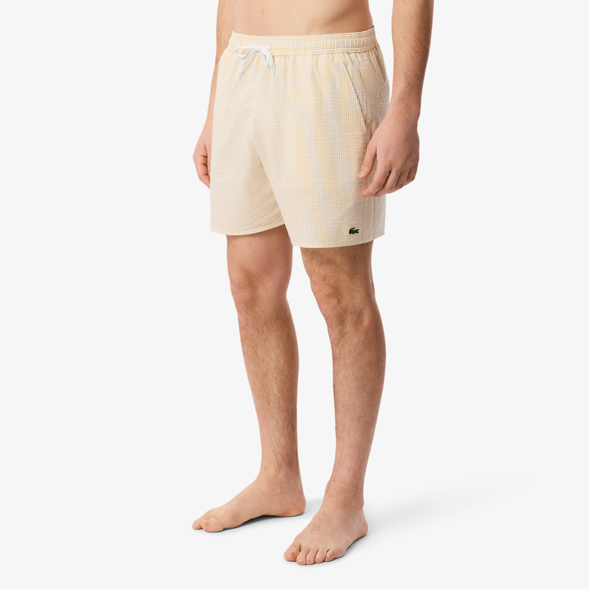 Lacoste Erkek Çizgili Turuncu Deniz Şortu görsel 2