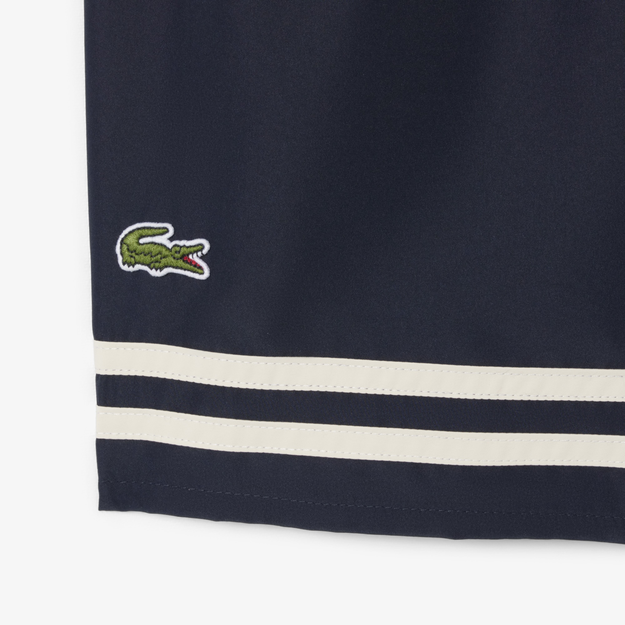 Lacoste Mid Length Contrast Stripe Swim Trunks