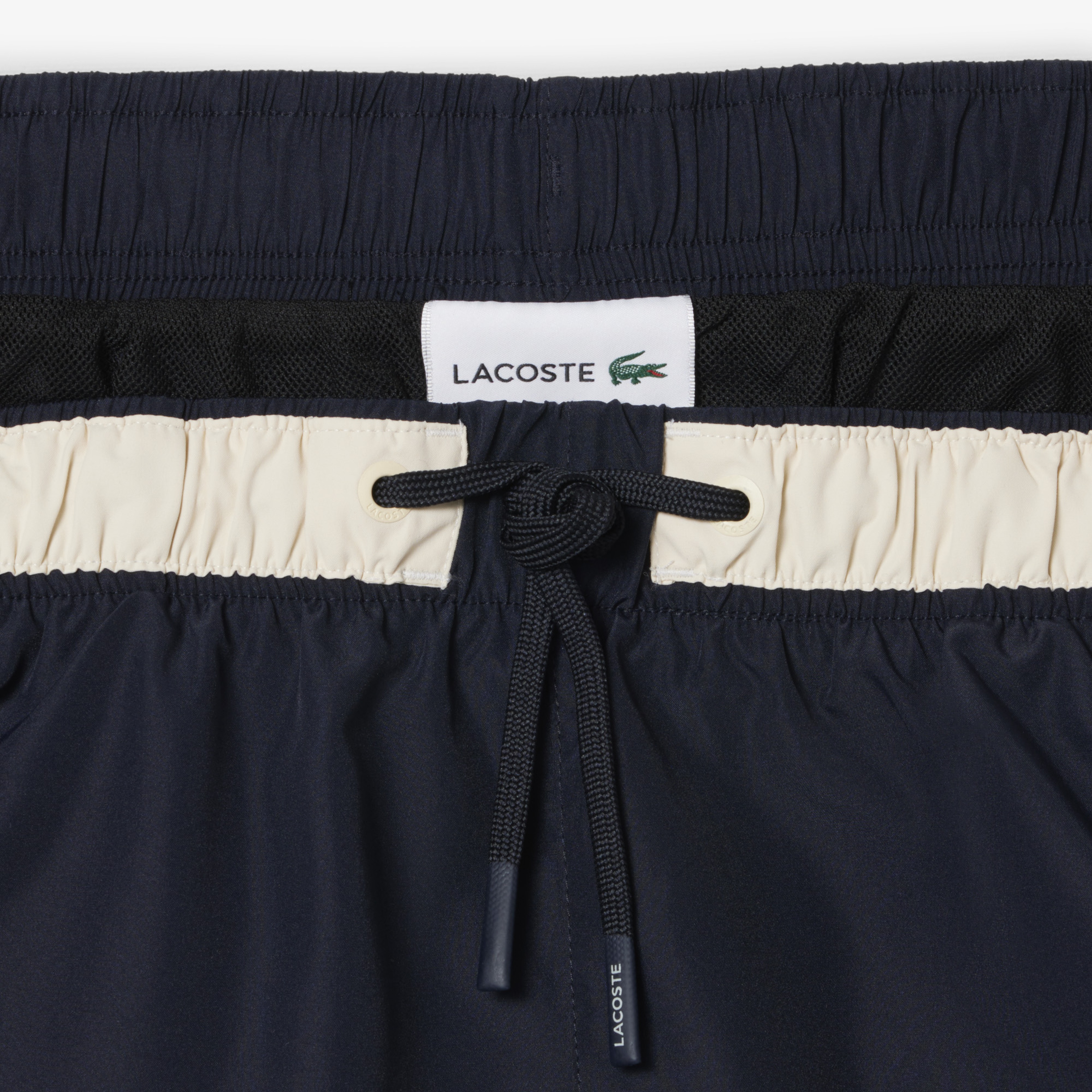 Lacoste Mid Length Contrast Stripe Swim Trunks
