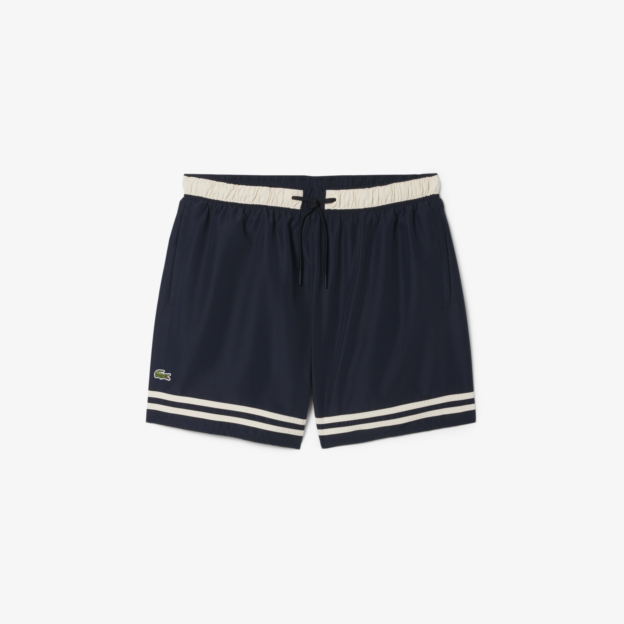 Lacoste Mid Length Contrast Stripe Swim Trunks