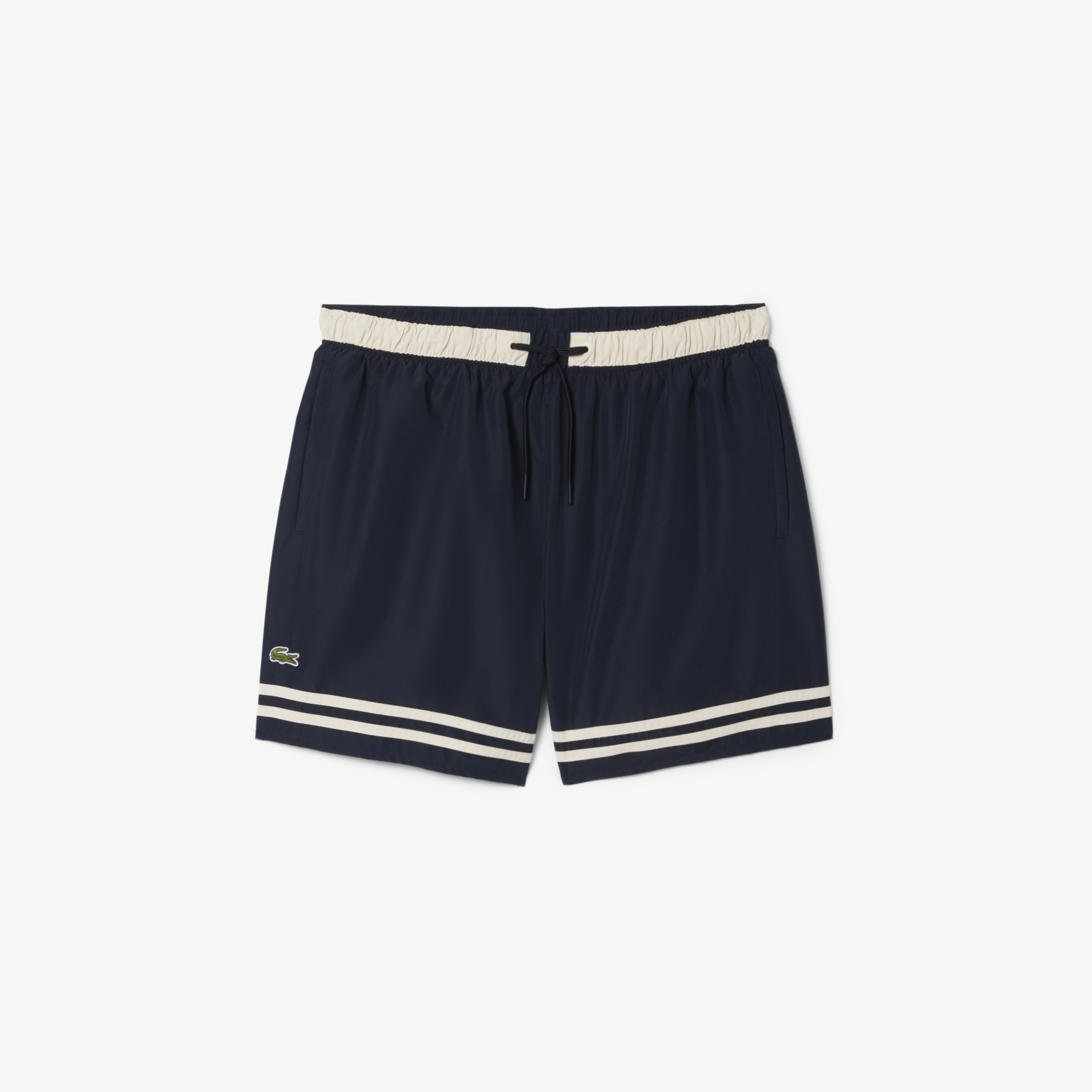 Lacoste Mid Length Contrast Stripe Swim Trunks