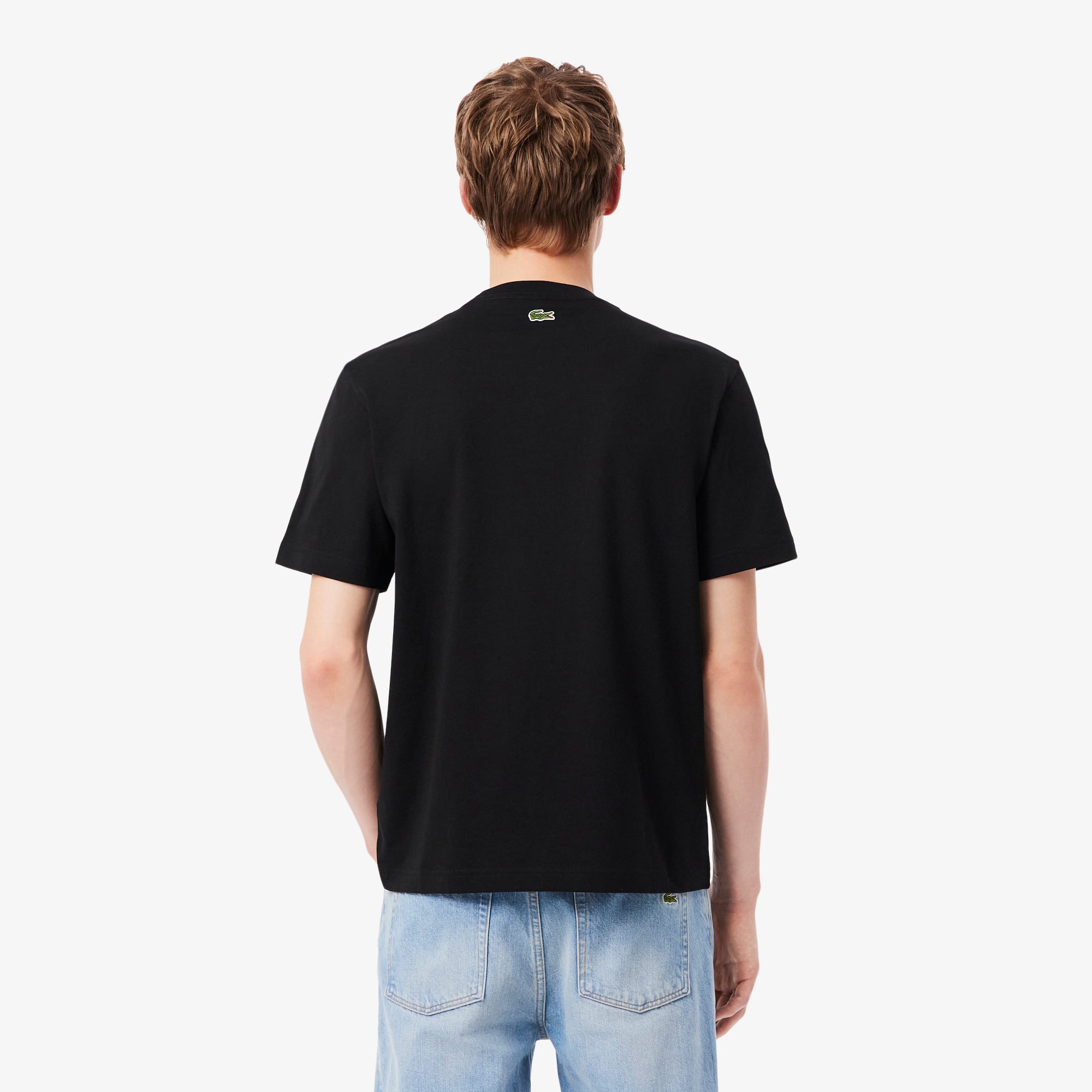 Lacoste Erkek Classic Fit Bisiklet Yaka Baskılı Siyah T-Shirt görsel 3