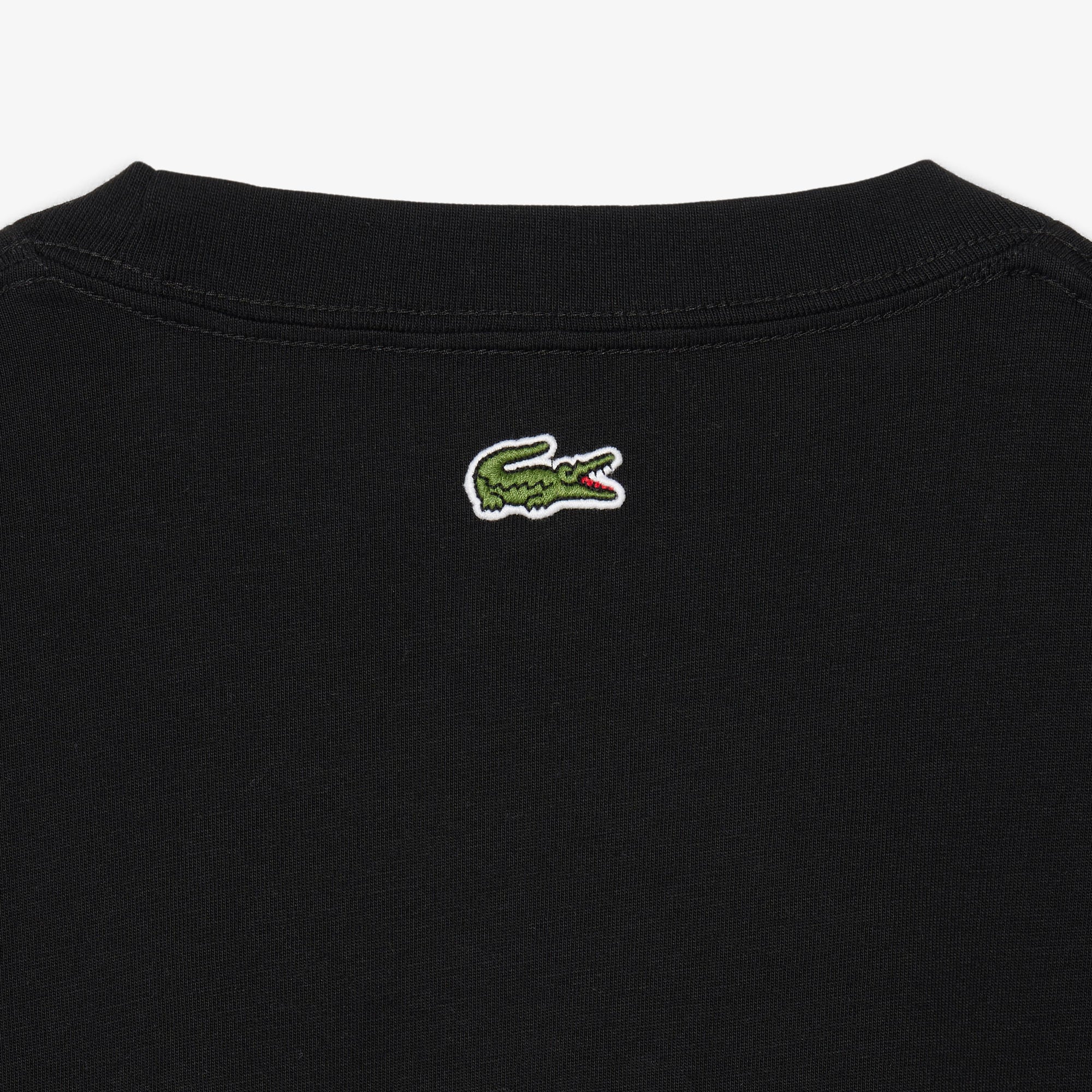 Lacoste Erkek Classic Fit Bisiklet Yaka Baskılı Siyah T-Shirt görsel 6