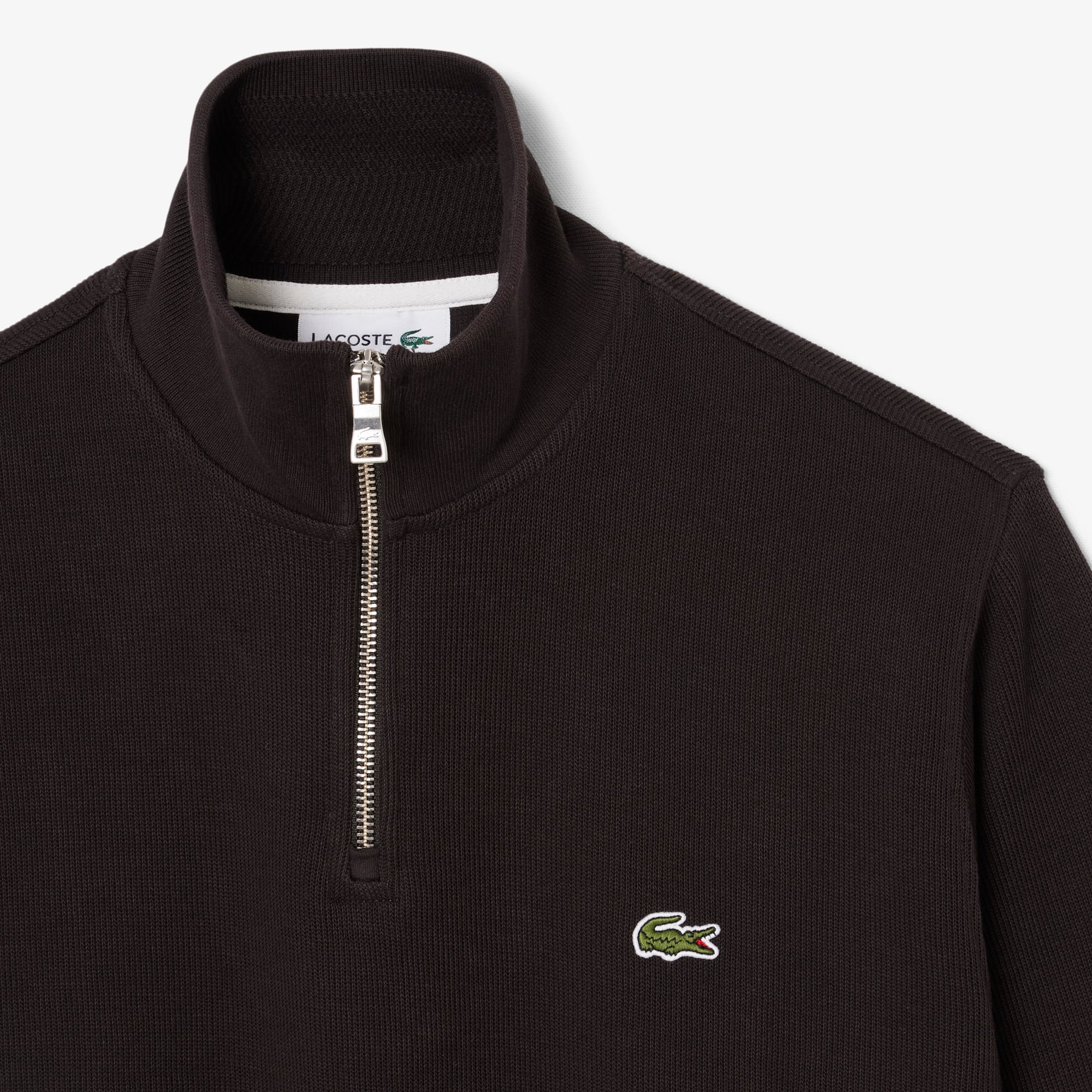 Lacoste Erkek Classic Fit Yarım Fermuarlı Kahverengi Sweatshirt görsel 5