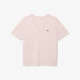 Kadın Relaxed Fit V Yaka Pembe T-Shirt Pembe