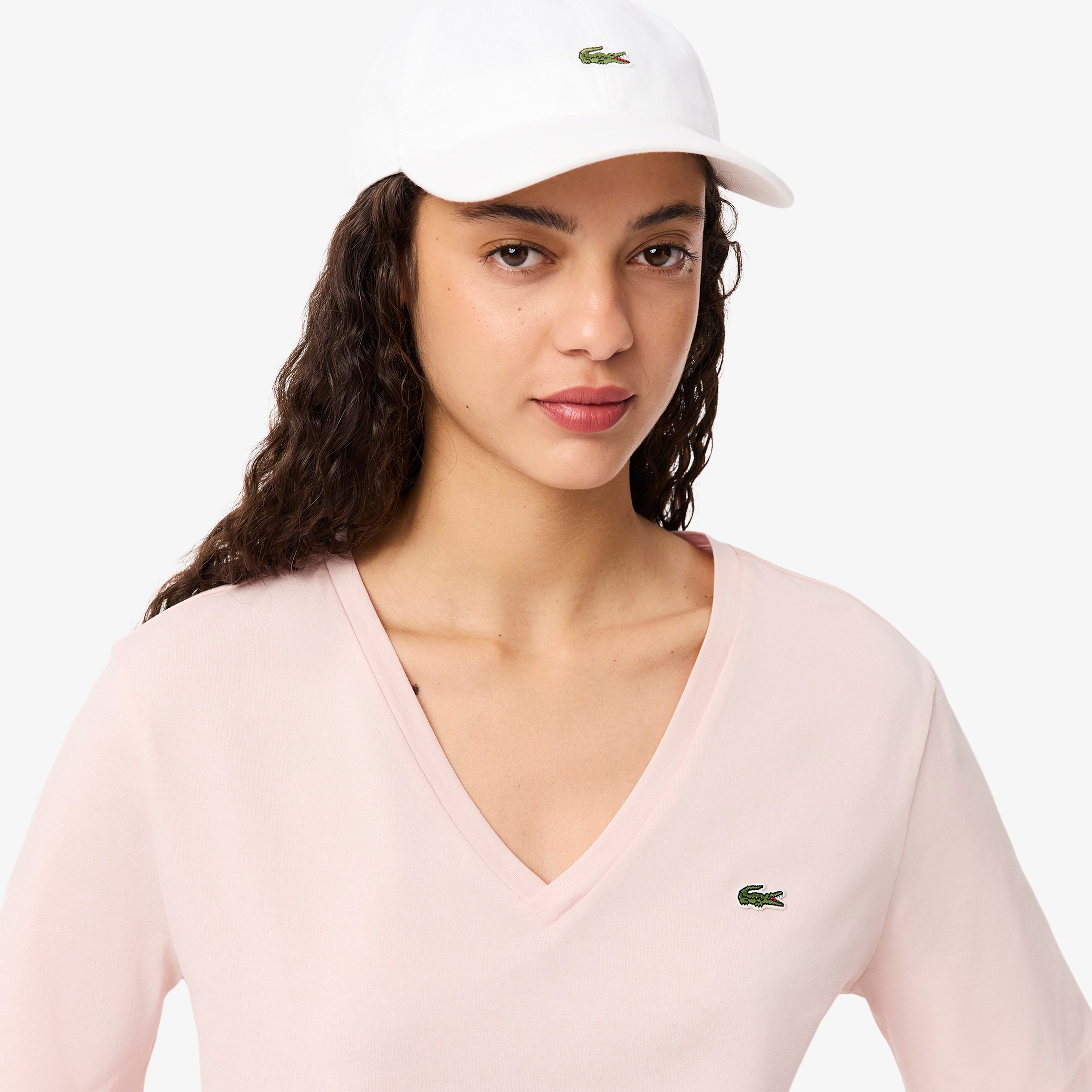 Kadın Relaxed Fit V Yaka Pembe T-Shirt