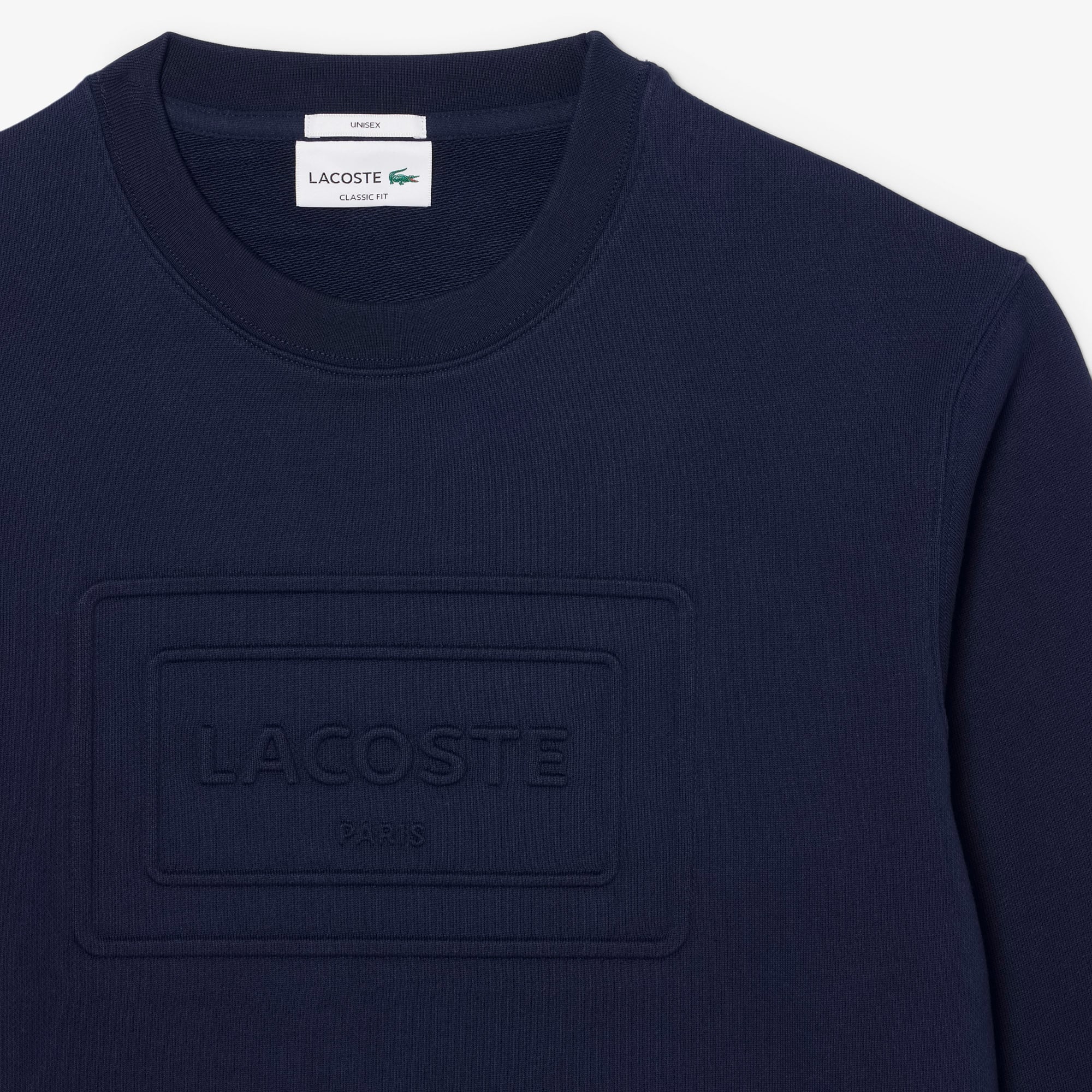 Lacoste Unisex Classic Fit Bisiklet Yaka Baskılı Lacivert Sweatshirt görsel 5