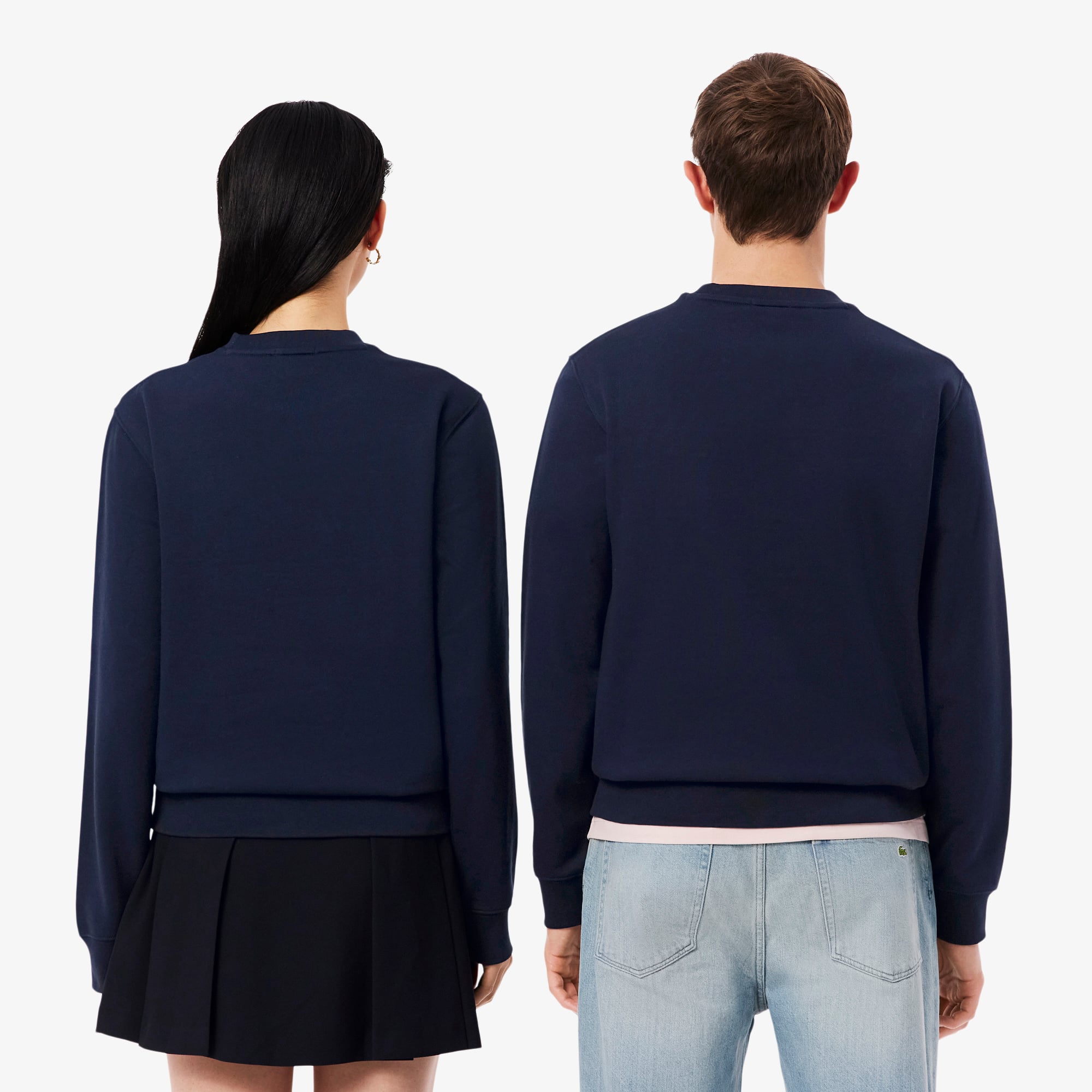 Lacoste Unisex Classic Fit Bisiklet Yaka Baskılı Lacivert Sweatshirt görsel 3
