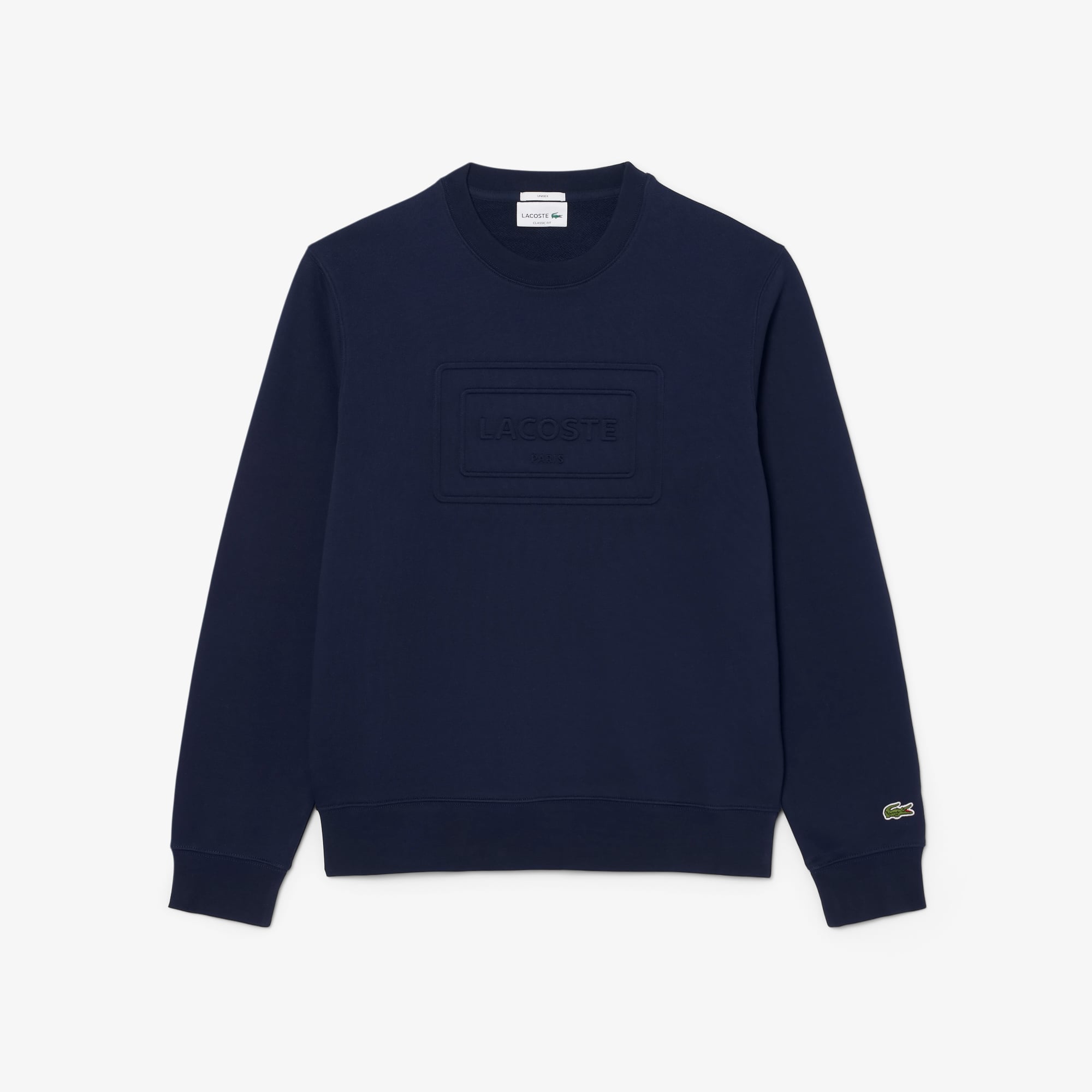 Lacoste Unisex Classic Fit Bisiklet Yaka Baskılı Lacivert Sweatshirt görsel 4