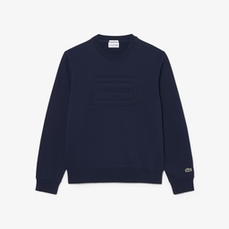 Unisex Classic Fit Bisiklet Yaka Baskılı Lacivert Sweatshirt Lacivert