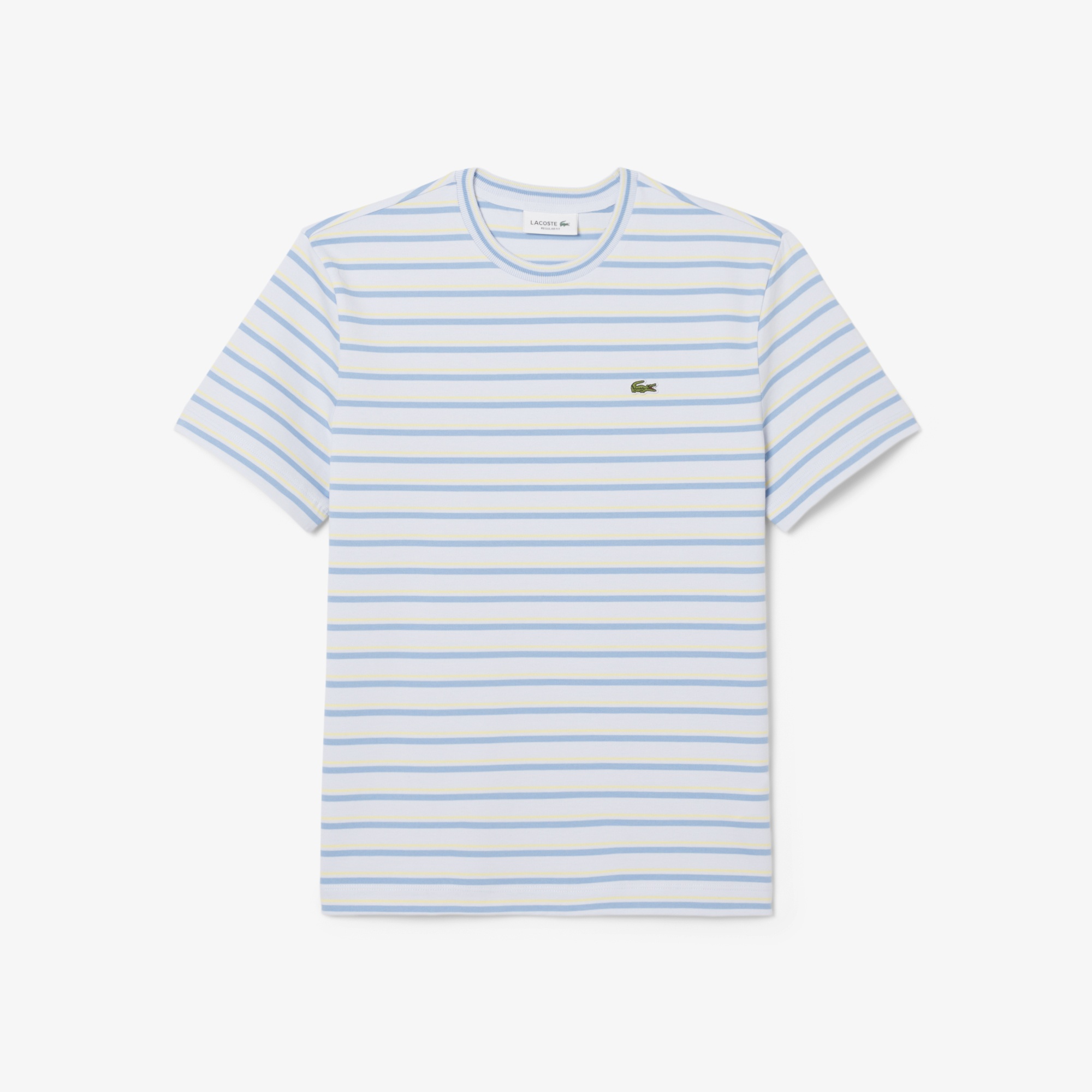 Kadın Regular Fit Bisiklet Yaka Çizgili Mavi T-Shirt