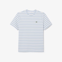 Kadın Regular Fit Bisiklet Yaka Çizgili Mavi T-Shirt Mavi