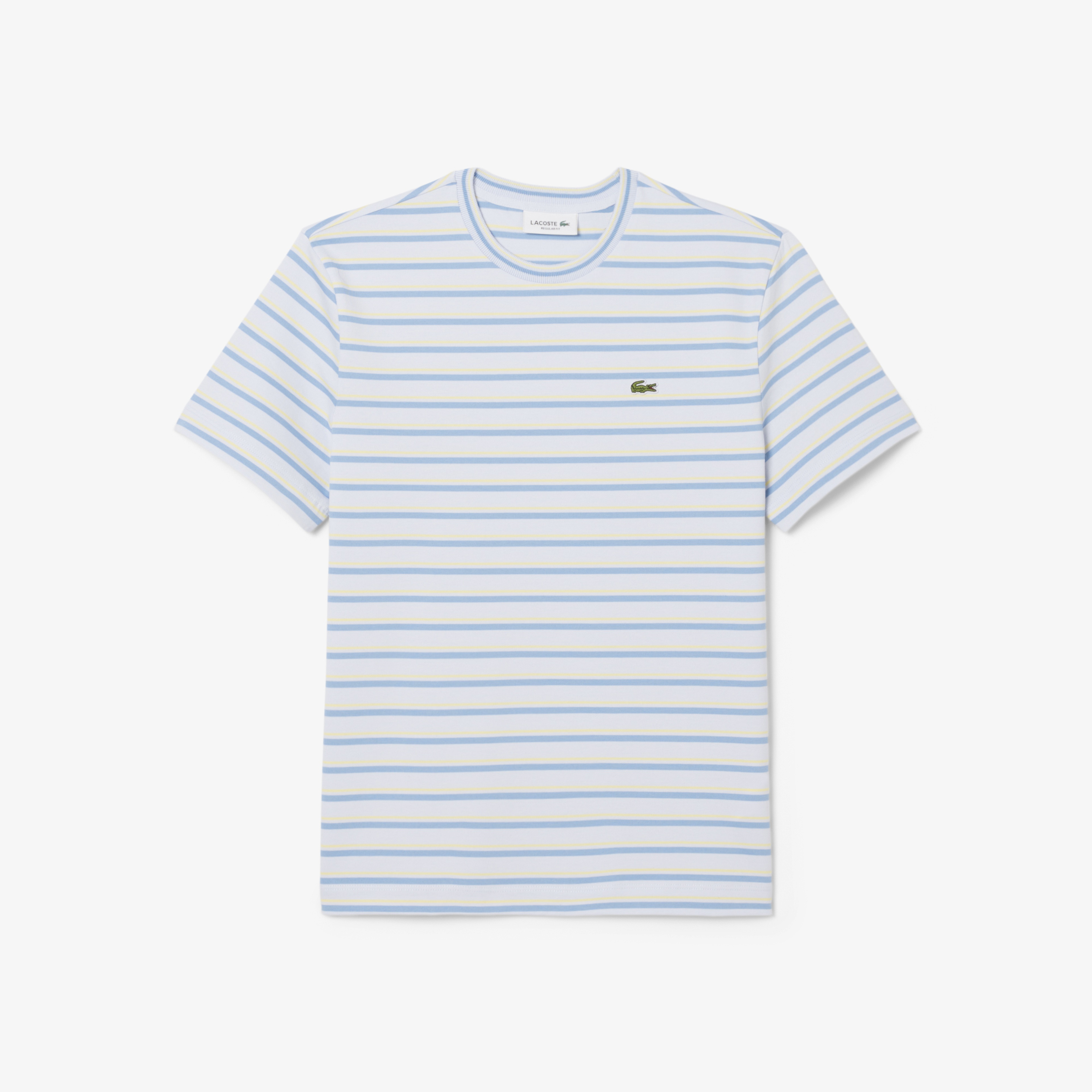 Kadın Regular Fit Bisiklet Yaka Çizgili Mavi T-Shirt